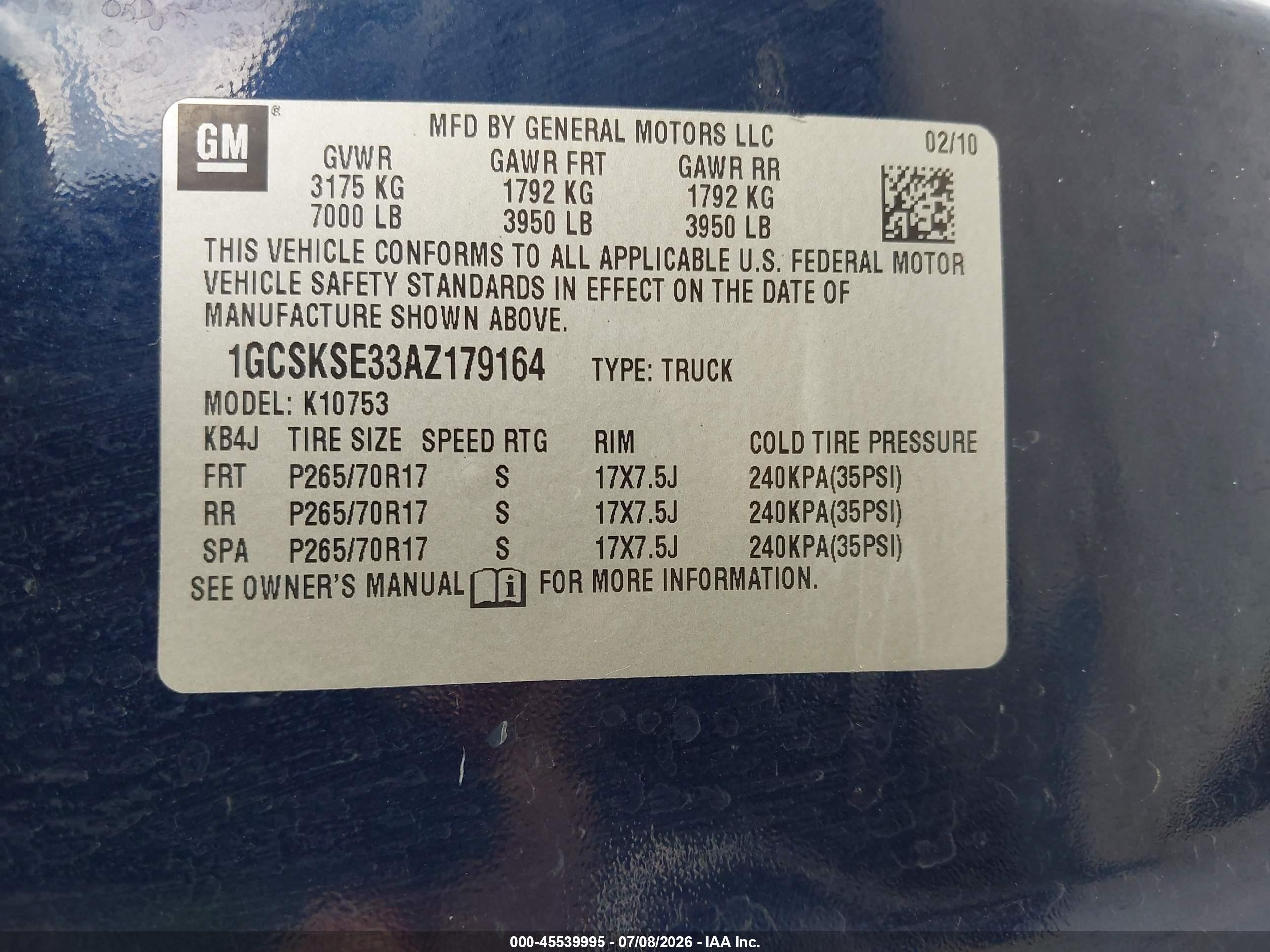 2010 Chevrolet Silverado 1500 Lt Blue vin: 1GCSKSE33AZ179164
