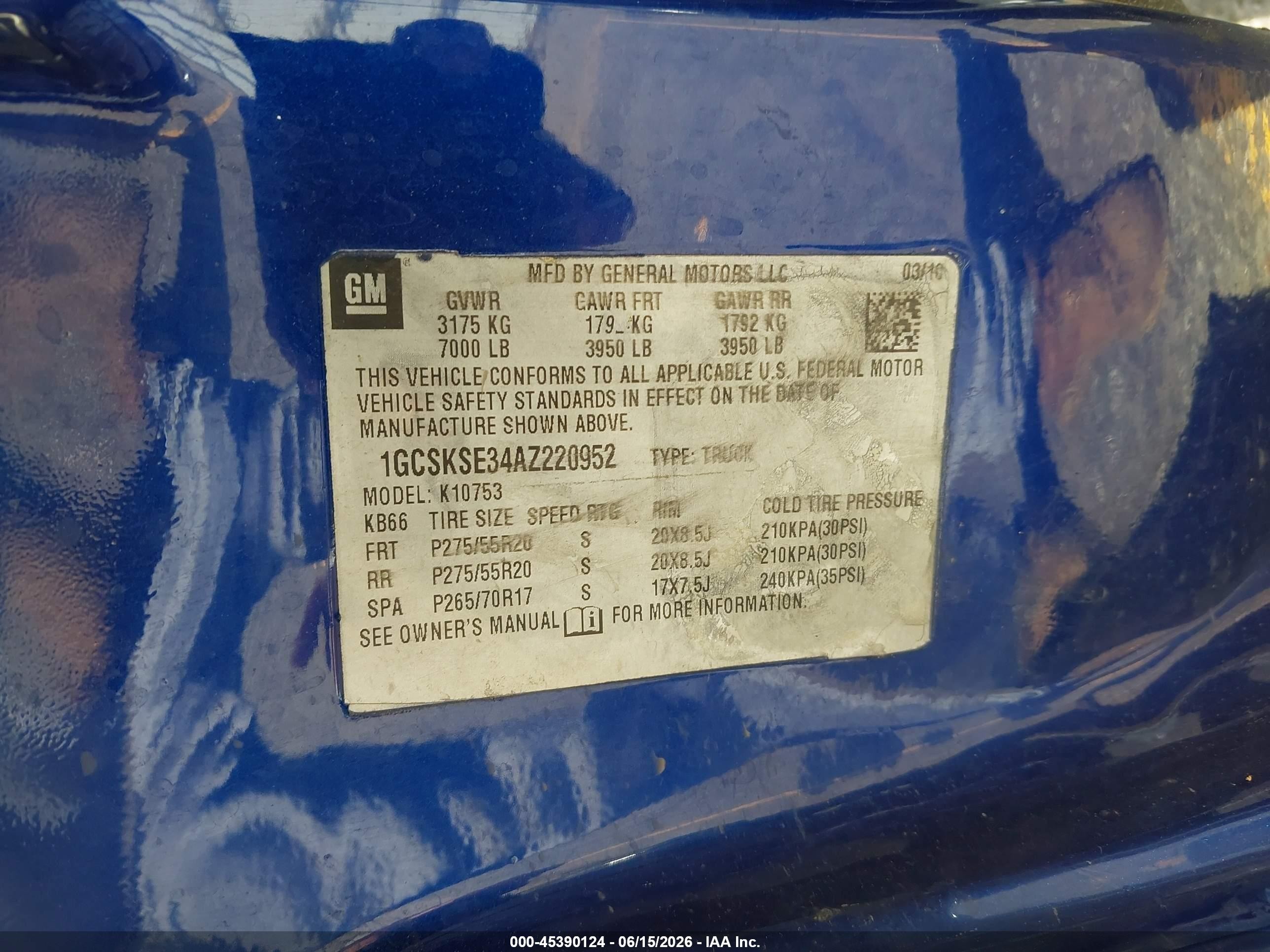 2010 Chevrolet Silverado 1500 Lt Blue vin: 1GCSKSE34AZ220952
