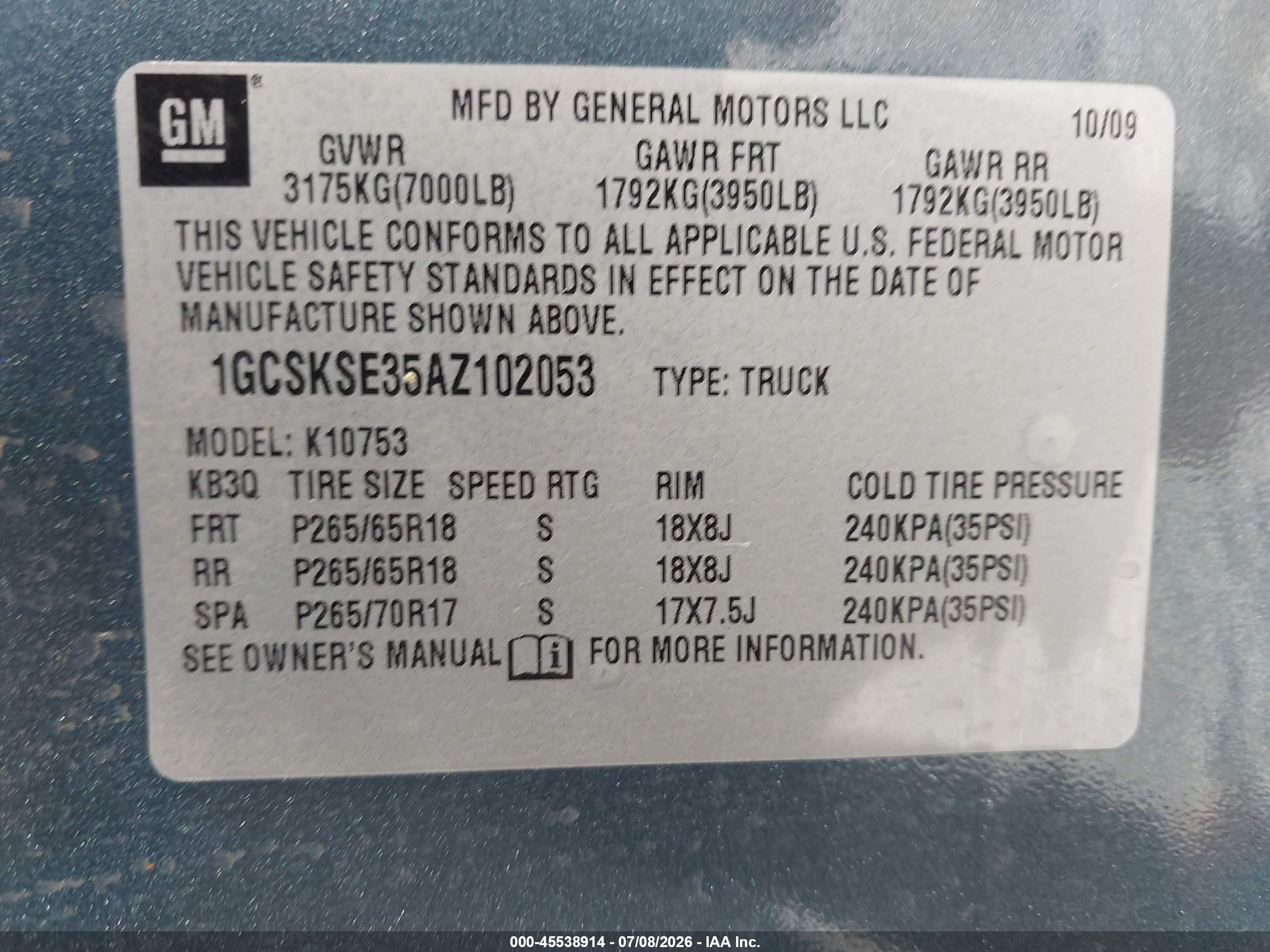 2010 Chevrolet Silverado 1500 Lt Blue vin: 1GCSKSE35AZ102053