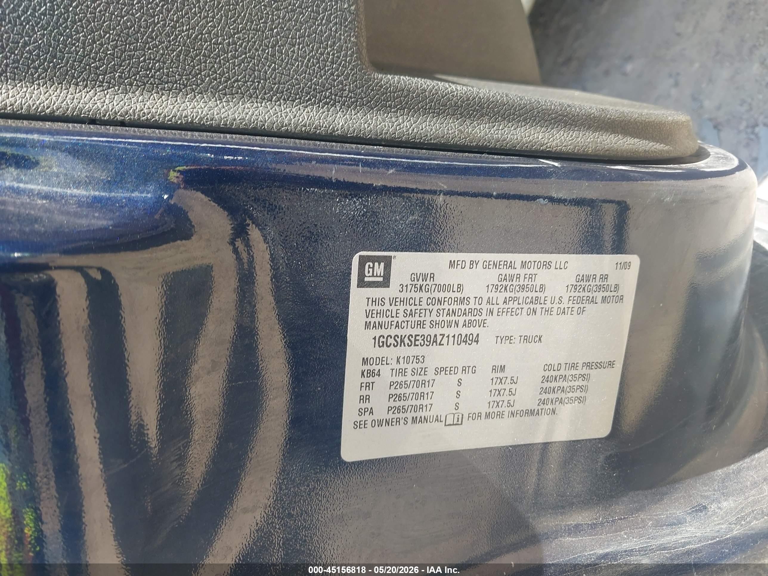 2010 Chevrolet Silverado 1500 Lt Dark Blue vin: 1GCSKSE39AZ110494
