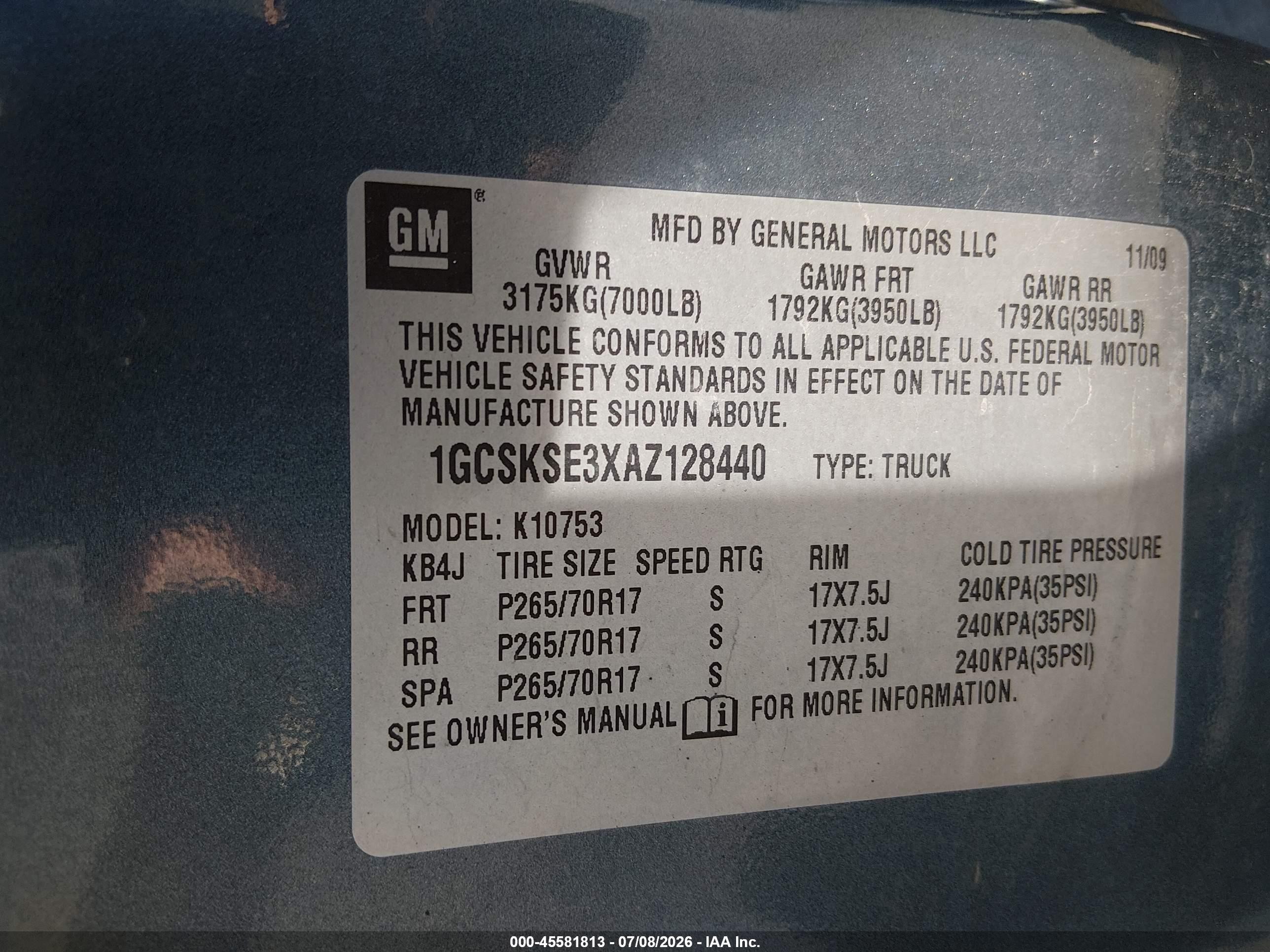 2010 Chevrolet Silverado 1500 Lt Blue vin: 1GCSKSE3XAZ128440