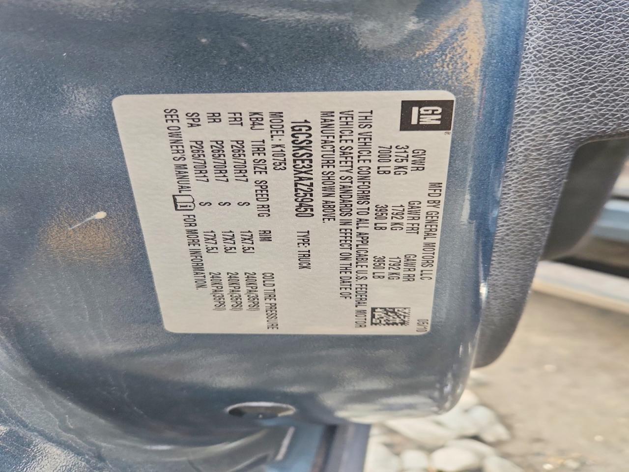 2010 Chevrolet Silverado K1500 Lt Blue vin: 1GCSKSE3XAZ259450
