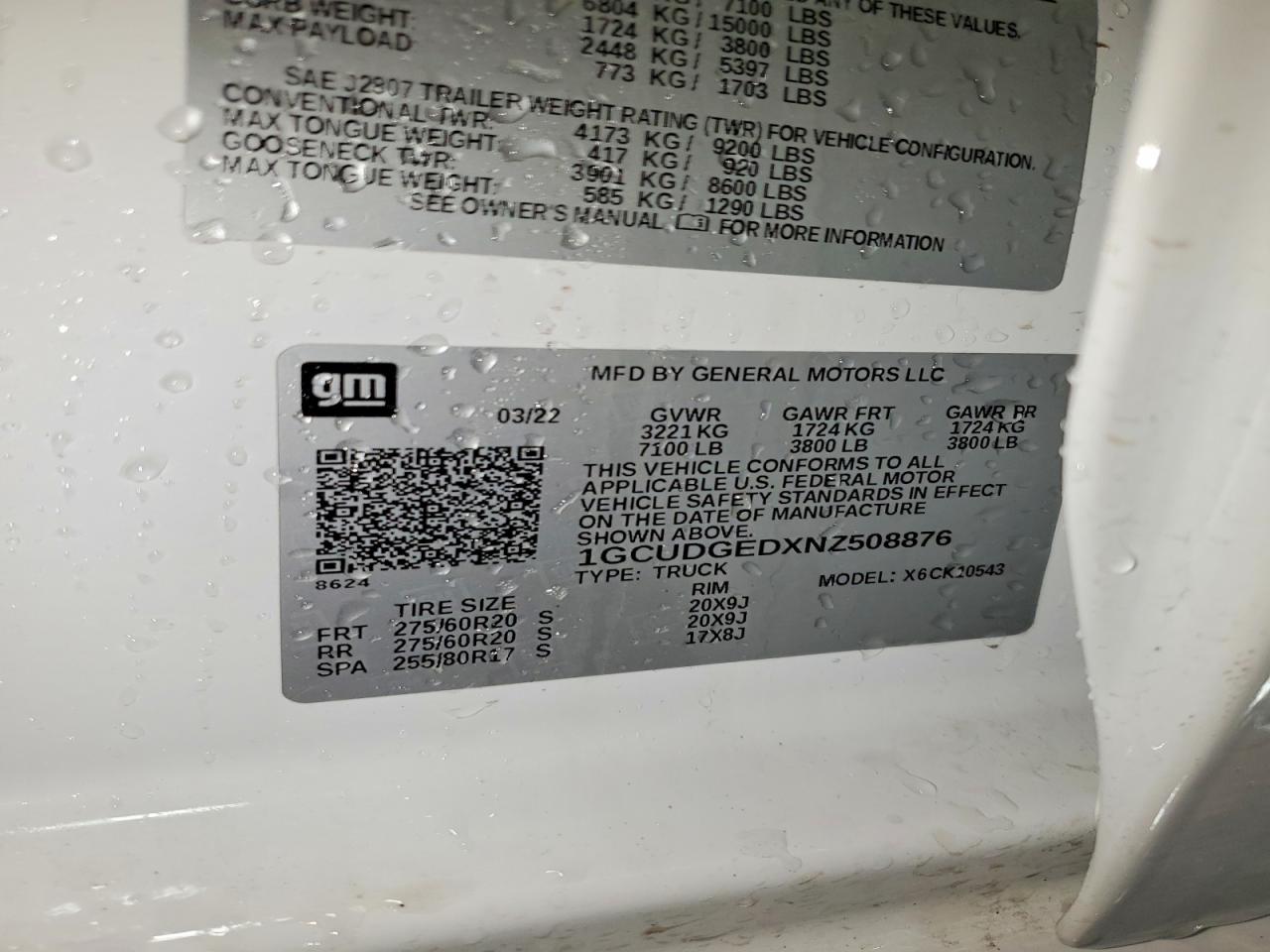 2022 Chevrolet Silverado K1500 Ltz White vin: 1GCUDGEDXNZ508876