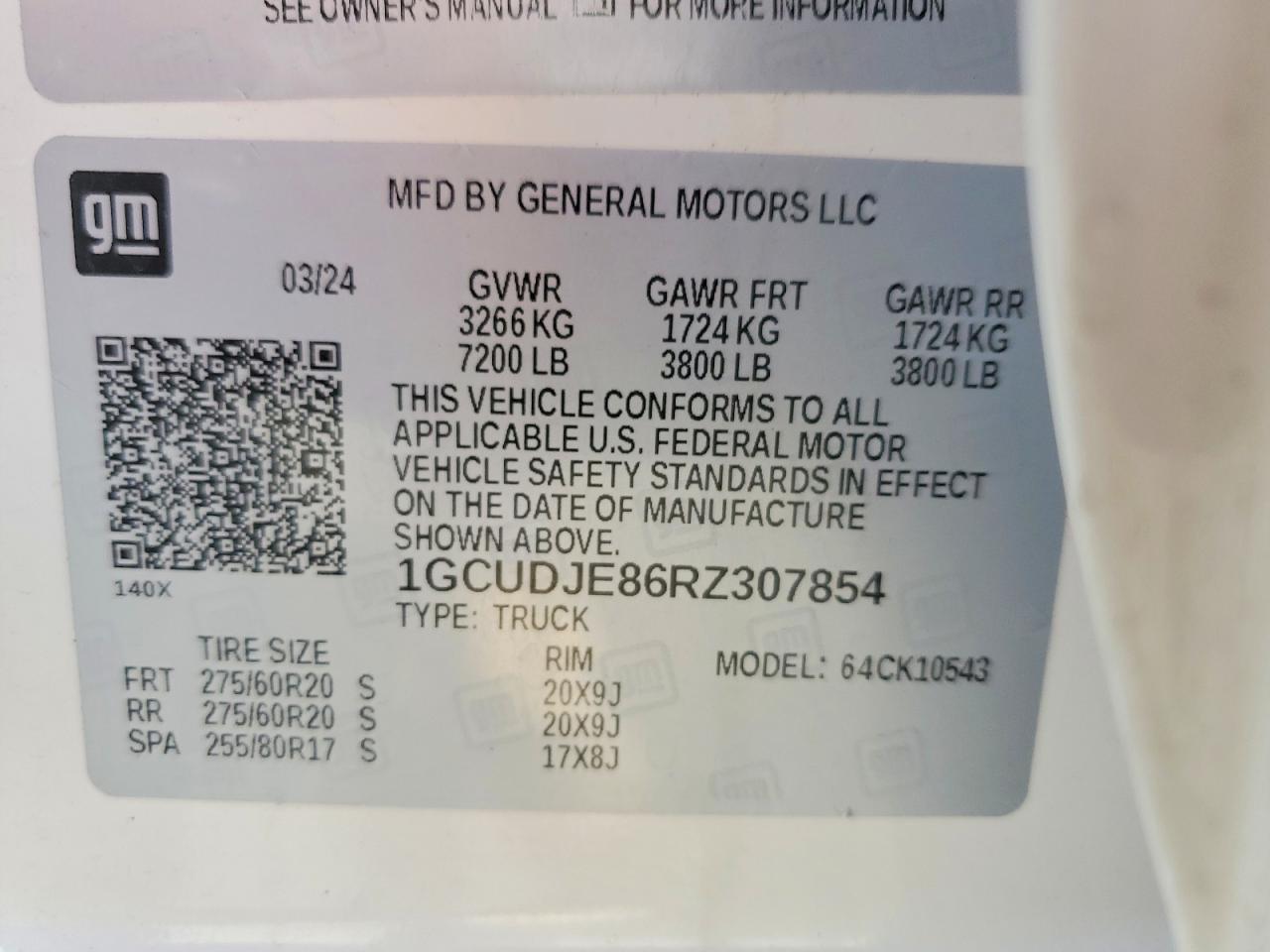 2024 Chevrolet Silverado K1500 High Country White vin: 1GCUDJE86RZ307854