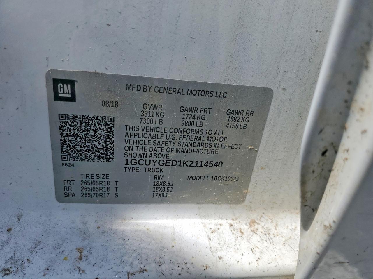 2019 Chevrolet Silverado K1500 Ltz White vin: 1GCUYGED1KZ114540