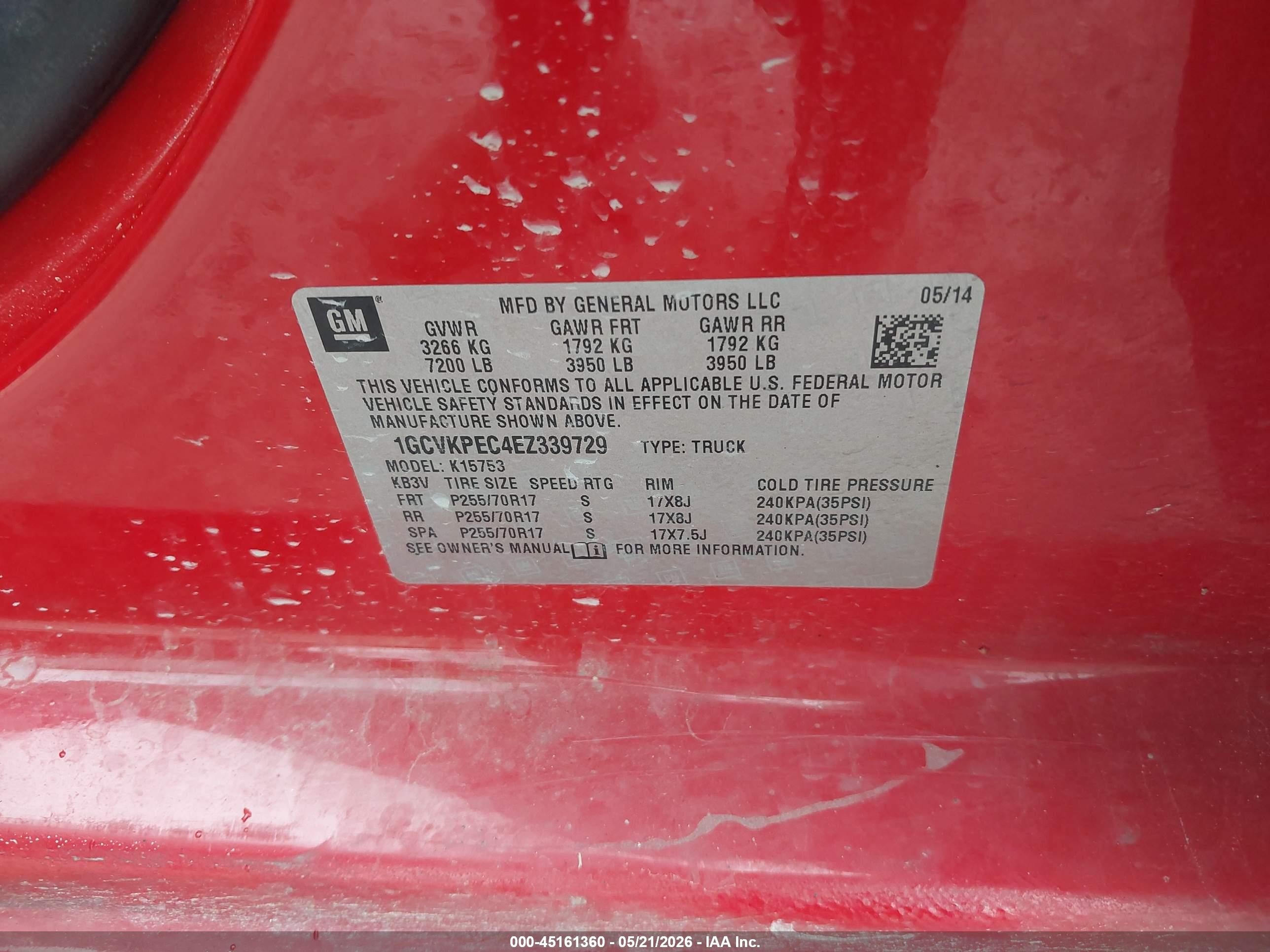 2014 Chevrolet Silverado 1500 Work Truck 2wt Red vin: 1GCVKPEC4EZ339729