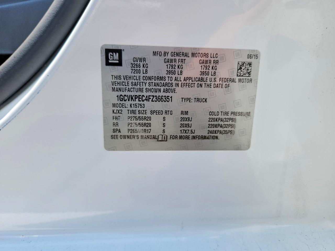 2015 Chevrolet Silverado K1500 White vin: 1GCVKPEC4FZ366351