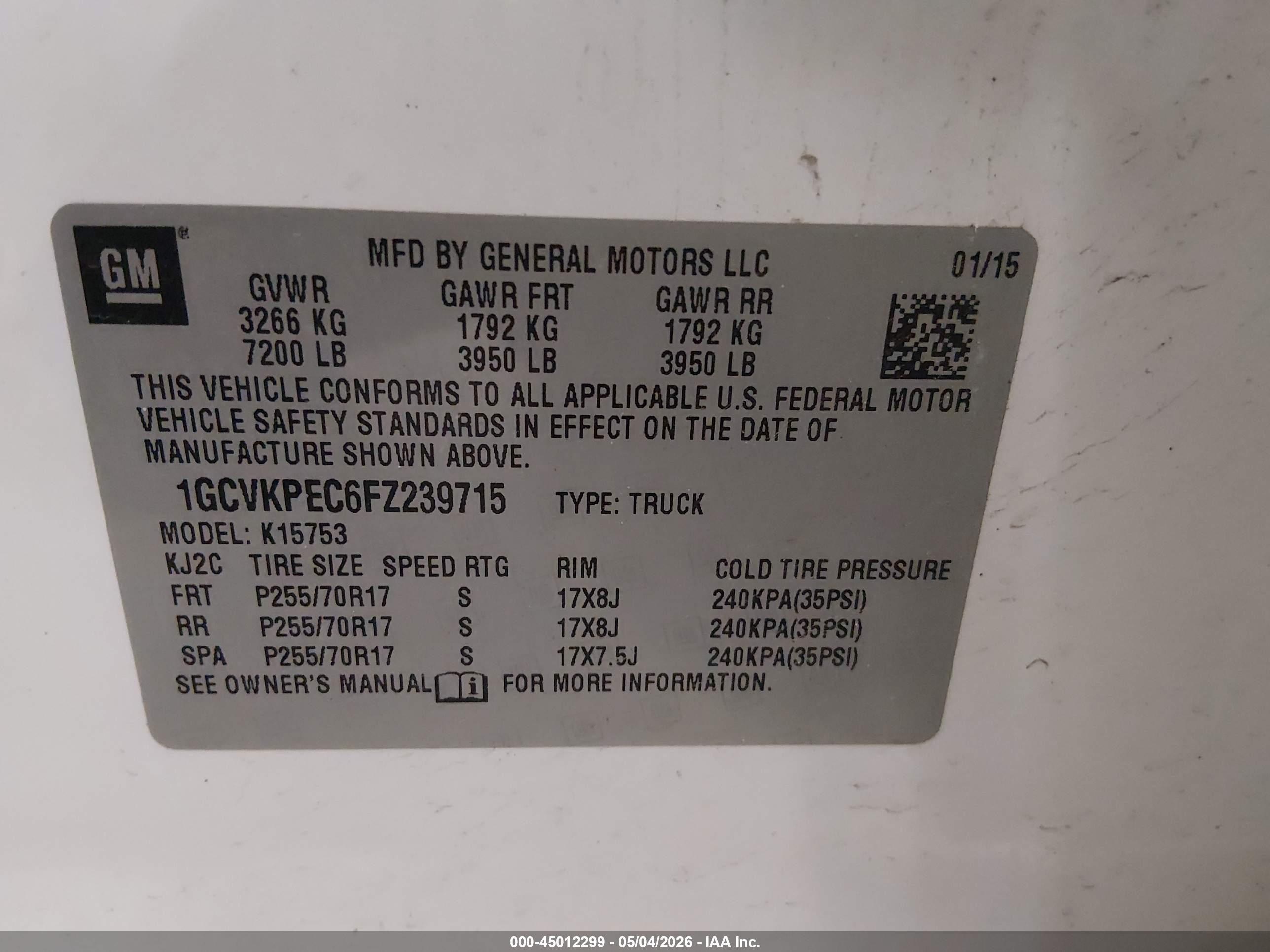 2015 Chevrolet Silverado 1500 Ls White vin: 1GCVKPEC6FZ239715