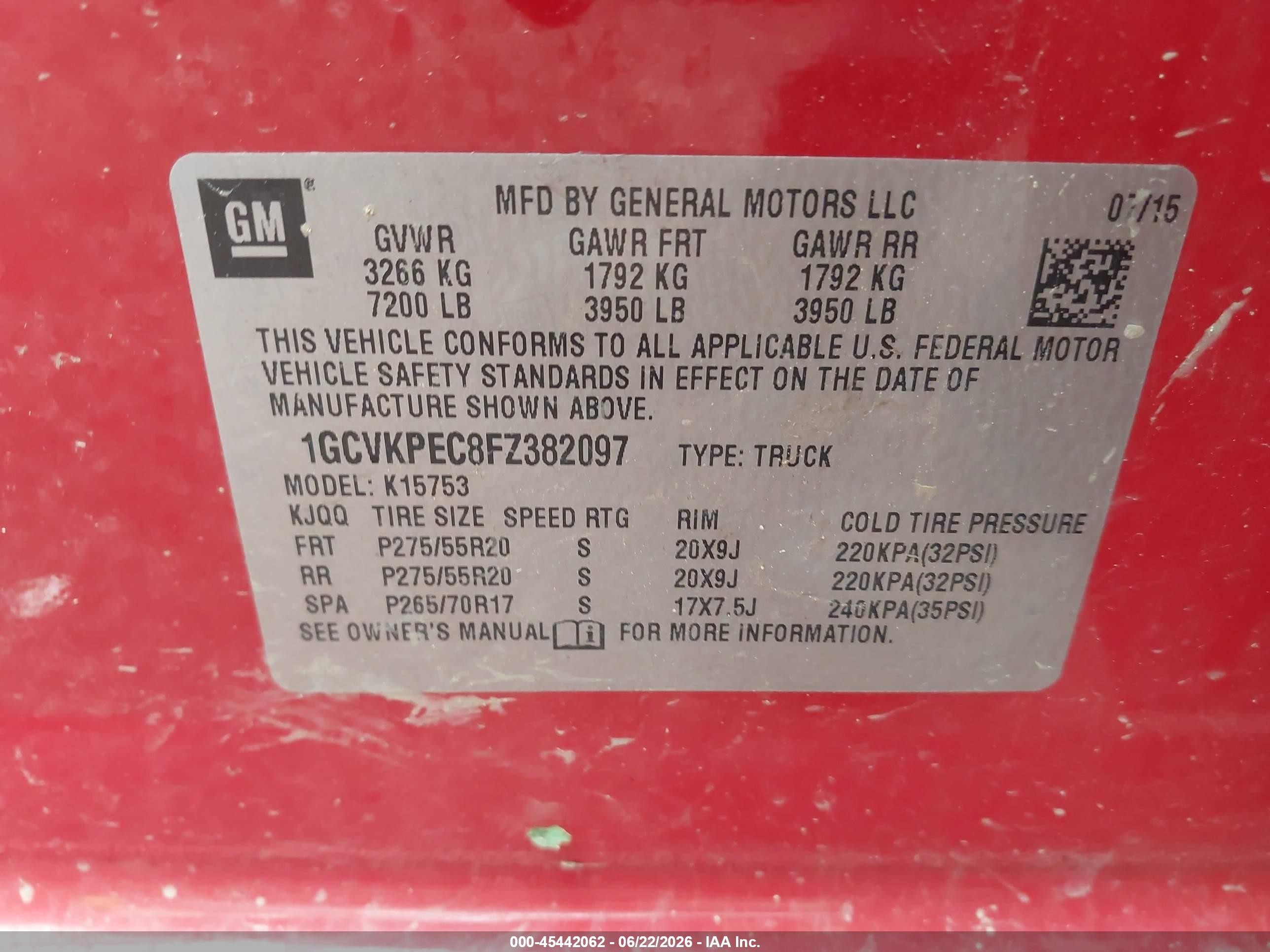 2015 Chevrolet Silverado 1500 Ls Red vin: 1GCVKPEC8FZ382097