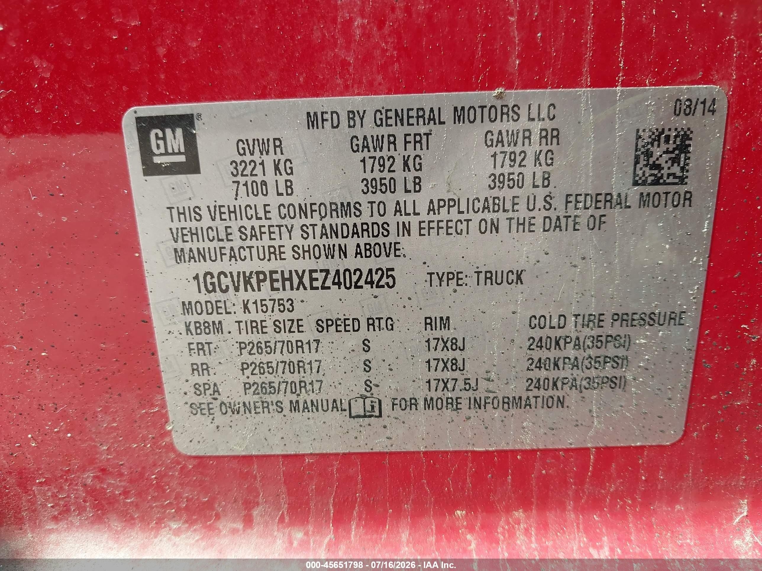 2014 Chevrolet Silverado 1500 Work Truck Red vin: 1GCVKPEHXEZ402425