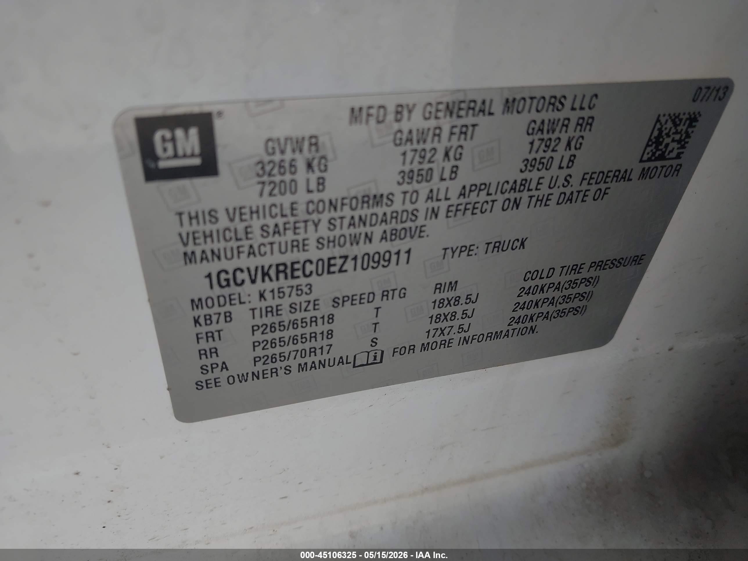 2014 Chevrolet Silverado 1500 1lt White vin: 1GCVKREC0EZ109911