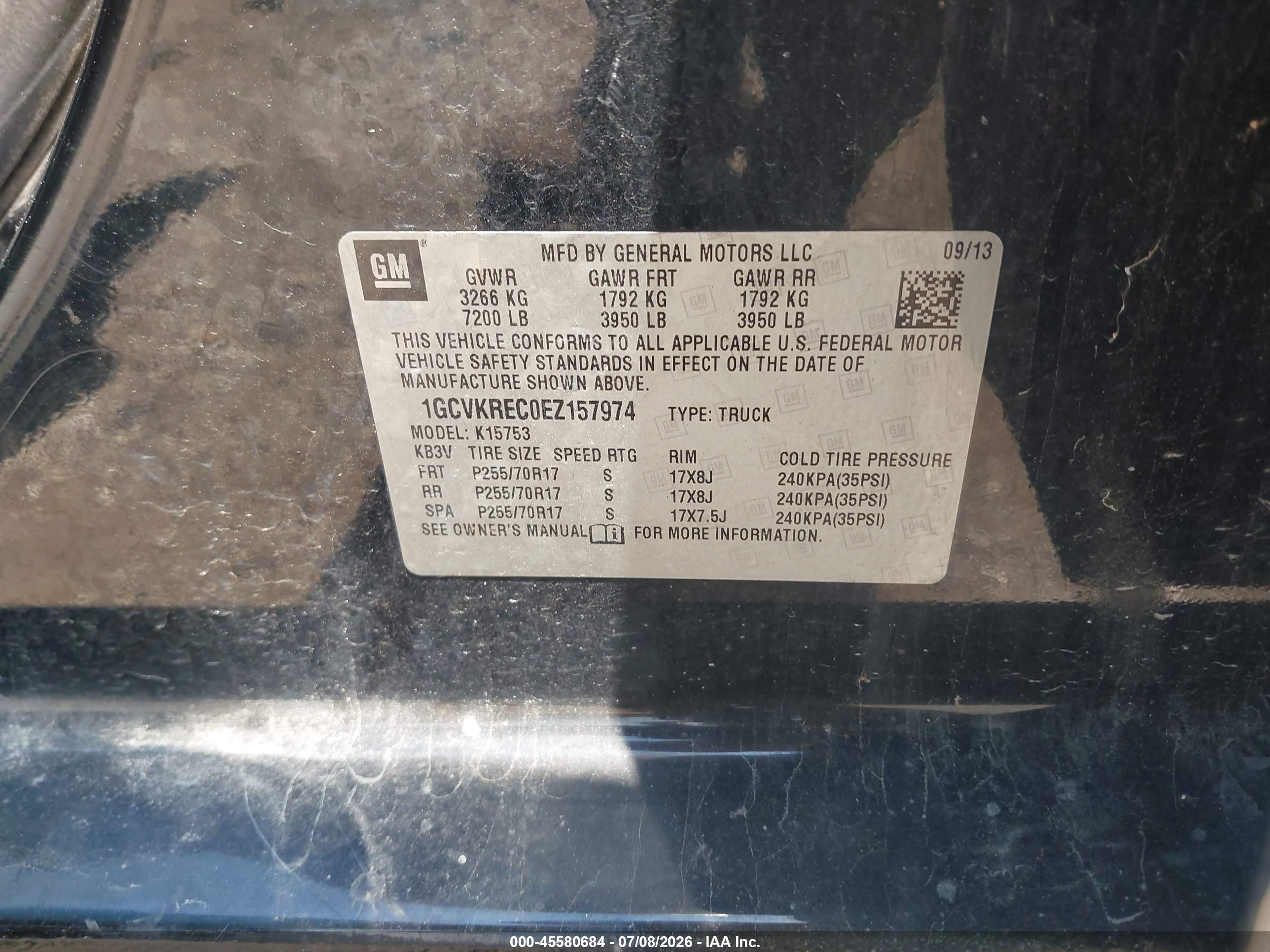 2014 Chevrolet Silverado 1500 Lt Черный vin: 1GCVKREC0EZ157974