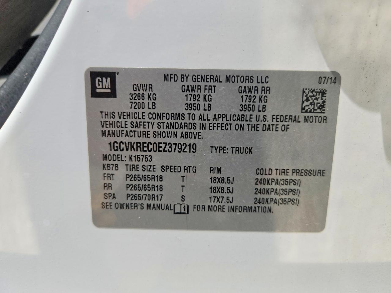2014 Chevrolet Silverado K1500 Lt White vin: 1GCVKREC0EZ379219