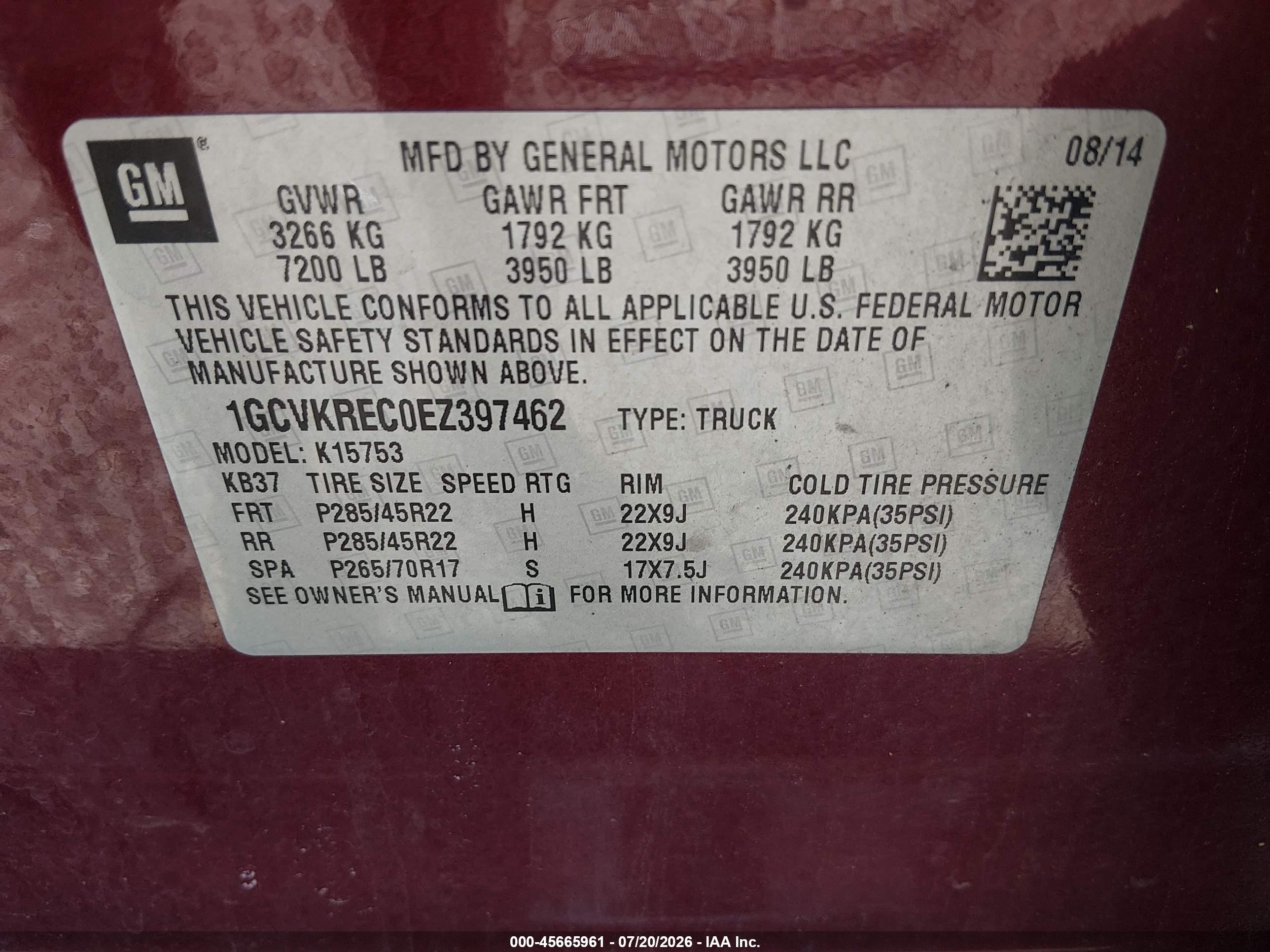 2014 Chevrolet Silverado 1500 Lt Maroon vin: 1GCVKREC0EZ397462