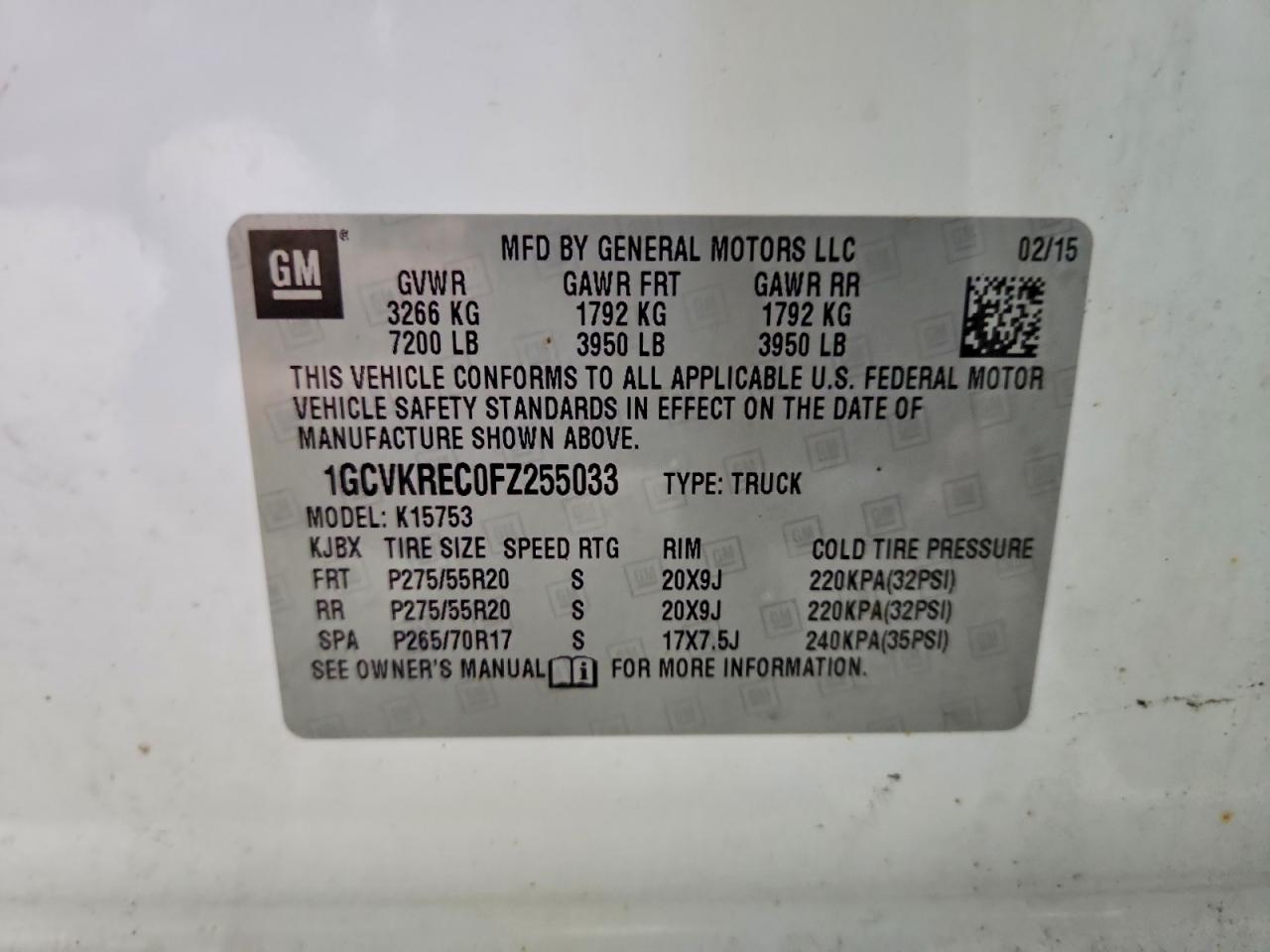 2015 Chevrolet Silverado K1500 Lt Белый vin: 1GCVKREC0FZ255033