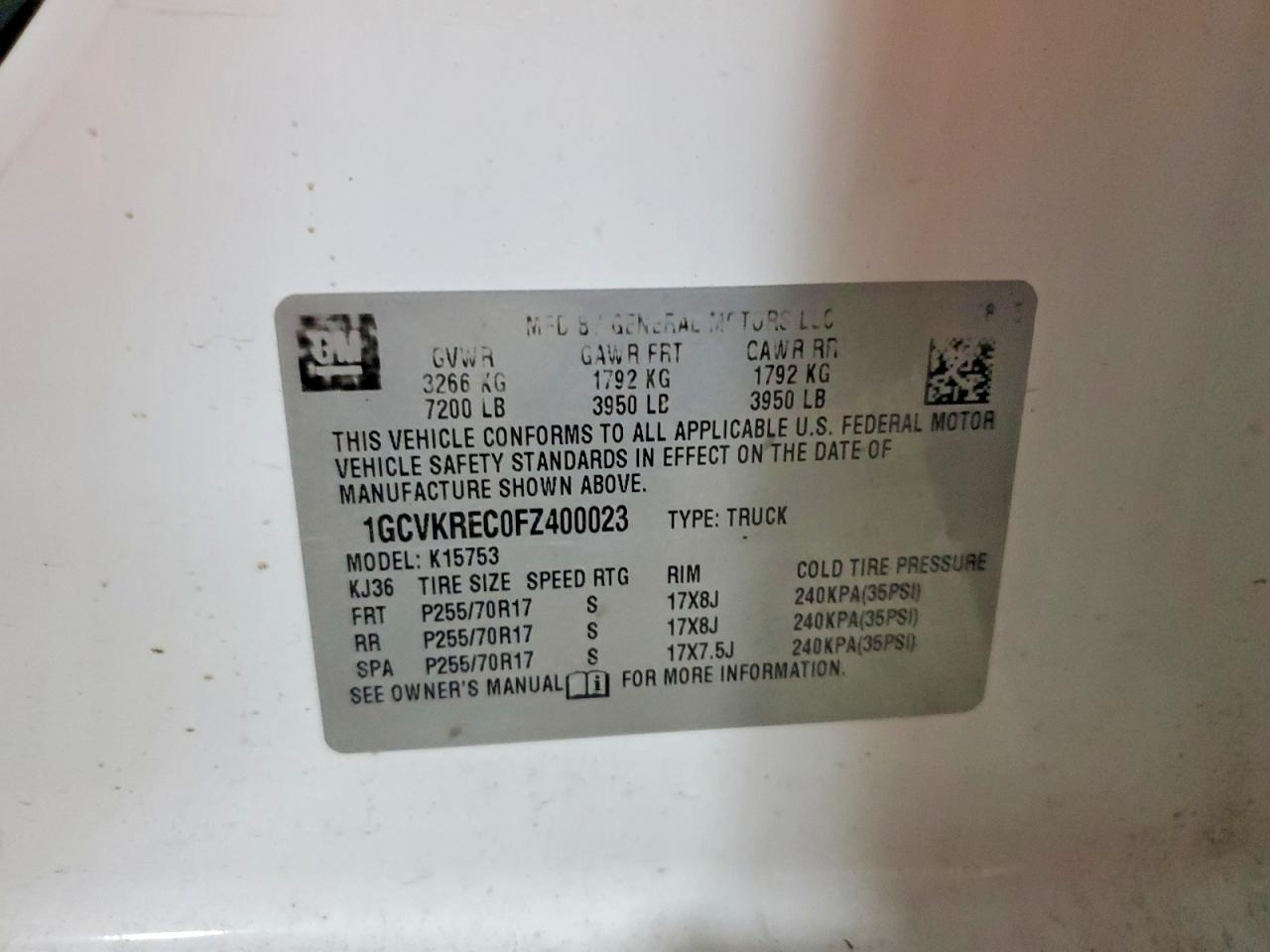2015 Chevrolet Silverado K1500 Lt White vin: 1GCVKREC0FZ400023