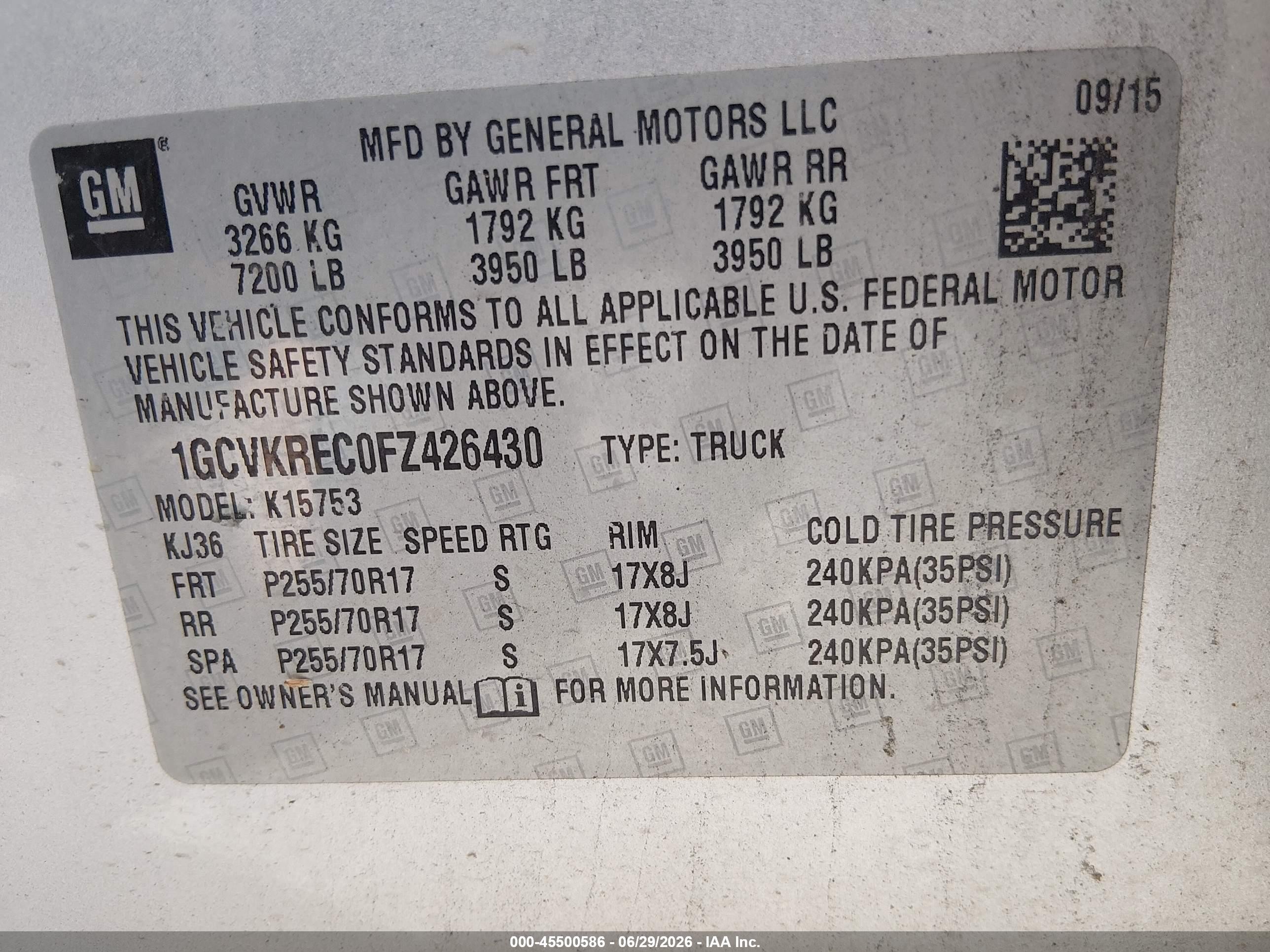 2015 Chevrolet Silverado 1500 1lt Silver vin: 1GCVKREC0FZ426430