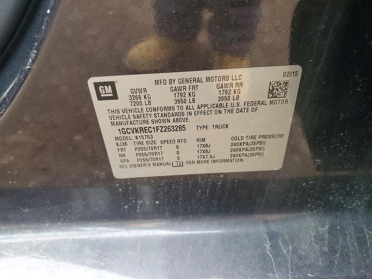 2015 Chevrolet Silverado K1500 Lt Black vin: 1GCVKREC1FZ263285