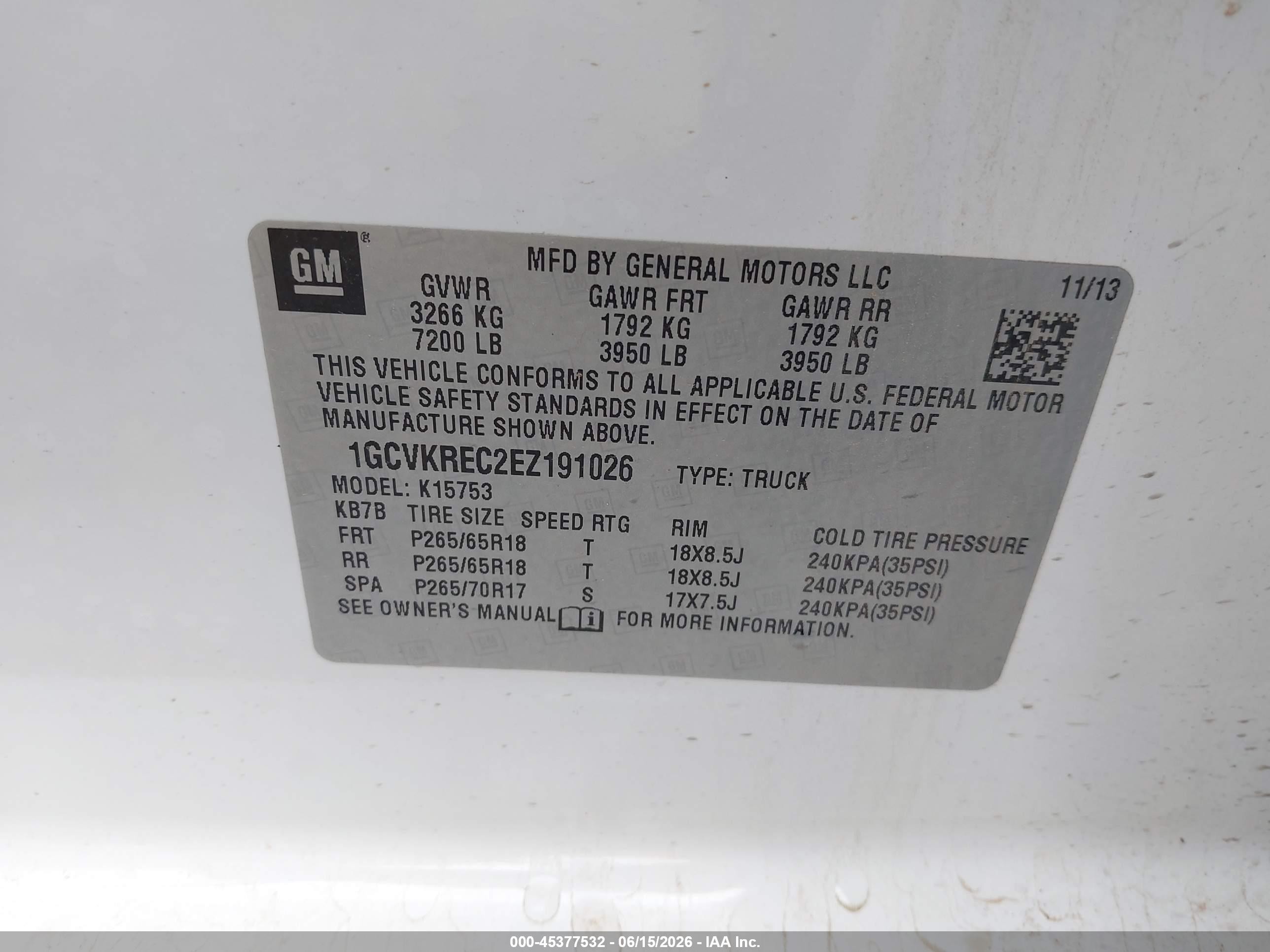2014 Chevrolet Silverado 1500 Lt White vin: 1GCVKREC2EZ191026