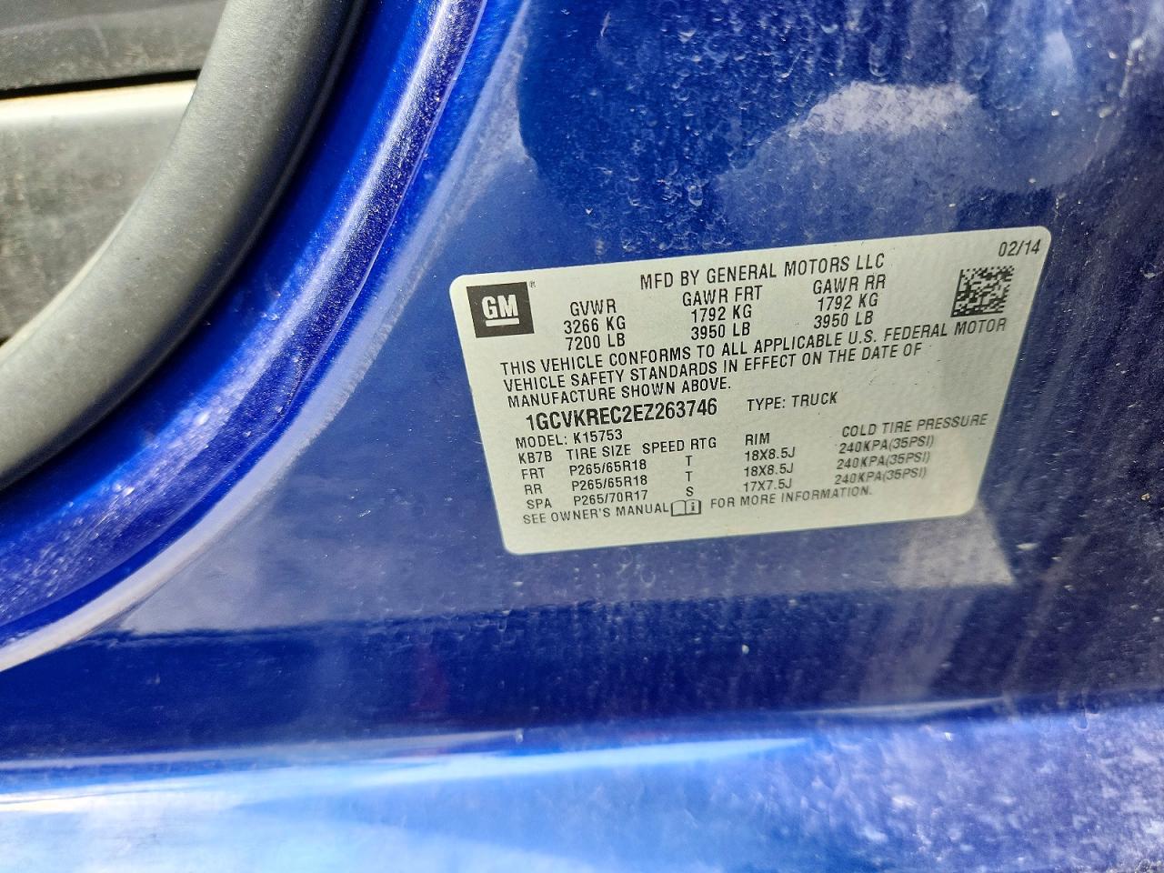 2014 Chevrolet Silverado K1500 Lt Blue vin: 1GCVKREC2EZ263746