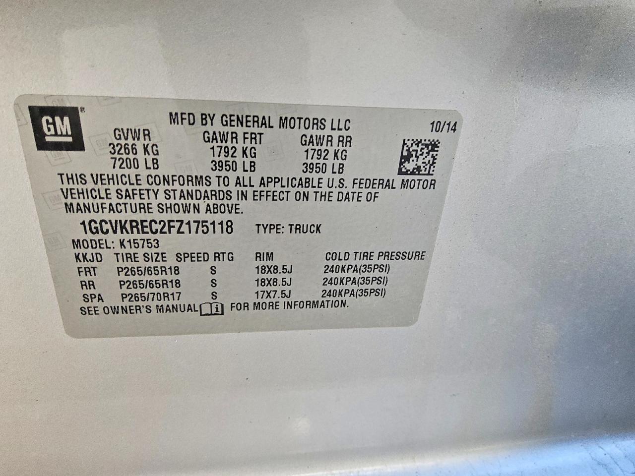 2015 Chevrolet Silverado K1500 Lt Silver vin: 1GCVKREC2FZ175118
