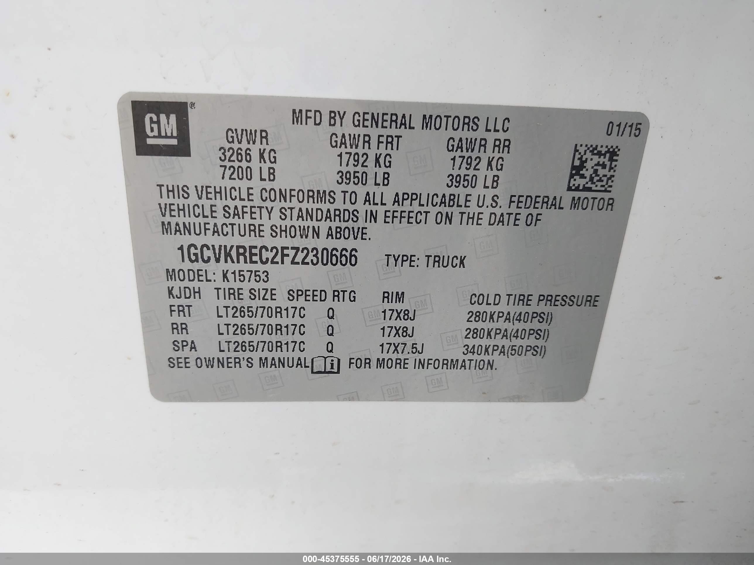 2015 Chevrolet Silverado 1500 Lt Белый vin: 1GCVKREC2FZ230666