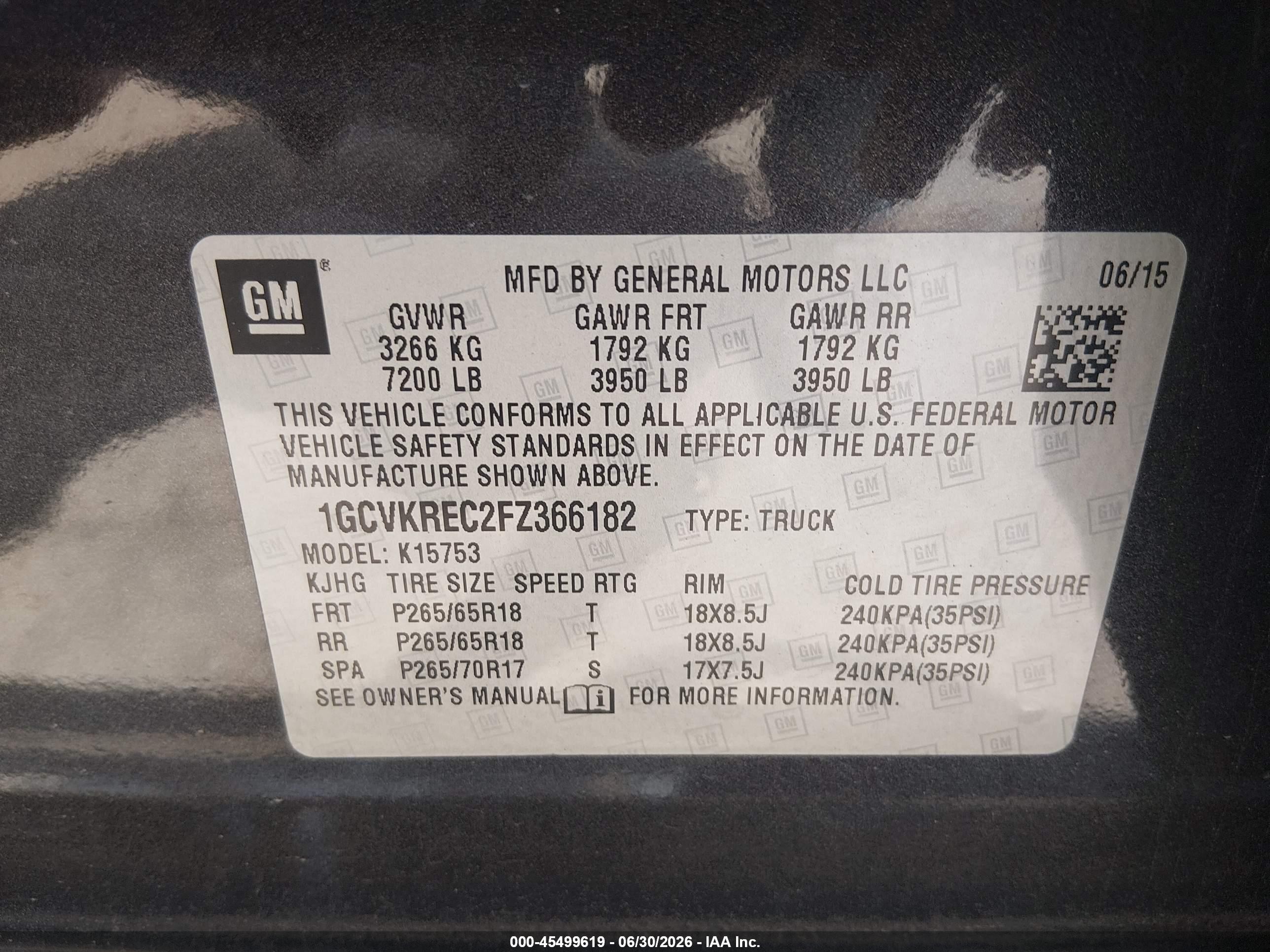 2015 Chevrolet Silverado 1500 2lt Gray vin: 1GCVKREC2FZ366182