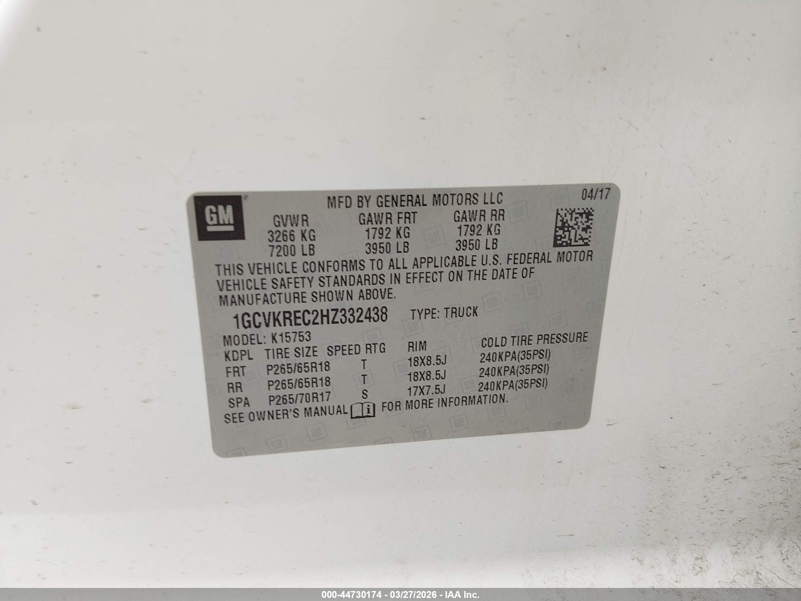 2017 Chevrolet Silverado 1500 1lt White vin: 1GCVKREC2HZ332438