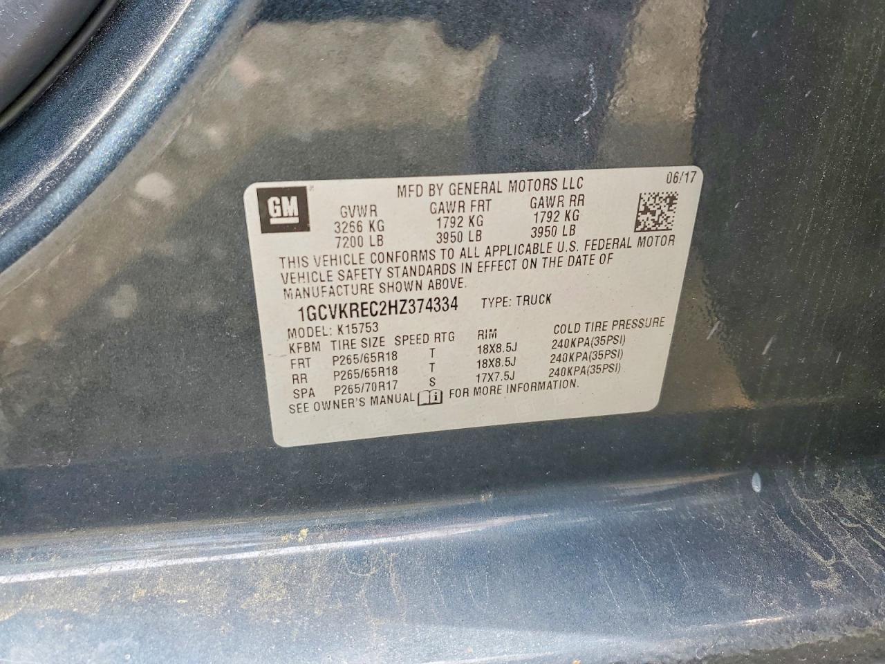 2017 Chevrolet Silverado K1500 Lt Зеленый vin: 1GCVKREC2HZ374334