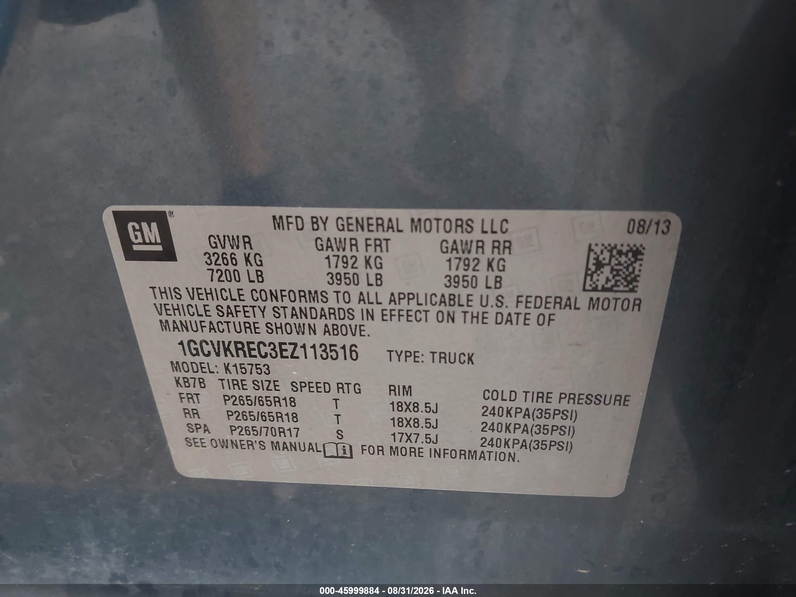 2014 Chevrolet Silverado 1500 Lt Blue vin: 1GCVKREC3EZ113516