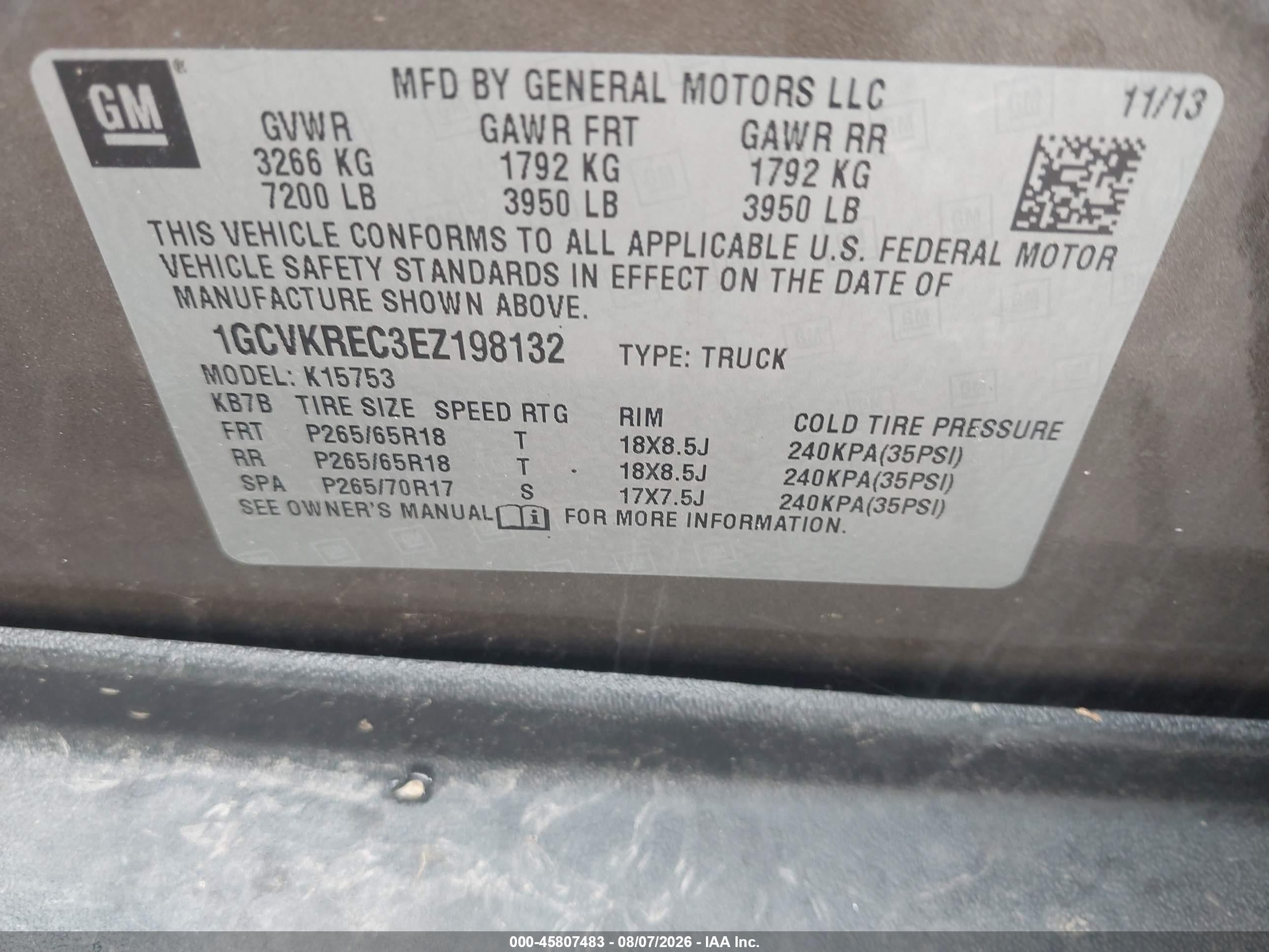2014 Chevrolet Silverado 1500 2lt Brown vin: 1GCVKREC3EZ198132