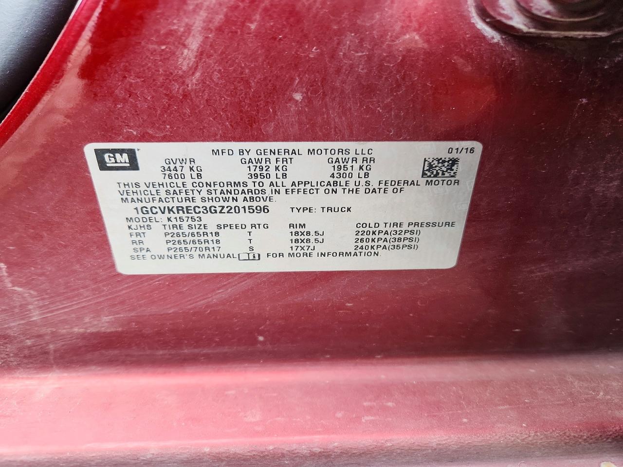 2016 Chevrolet Silverado K1500 Lt Бордовый vin: 1GCVKREC3GZ201596