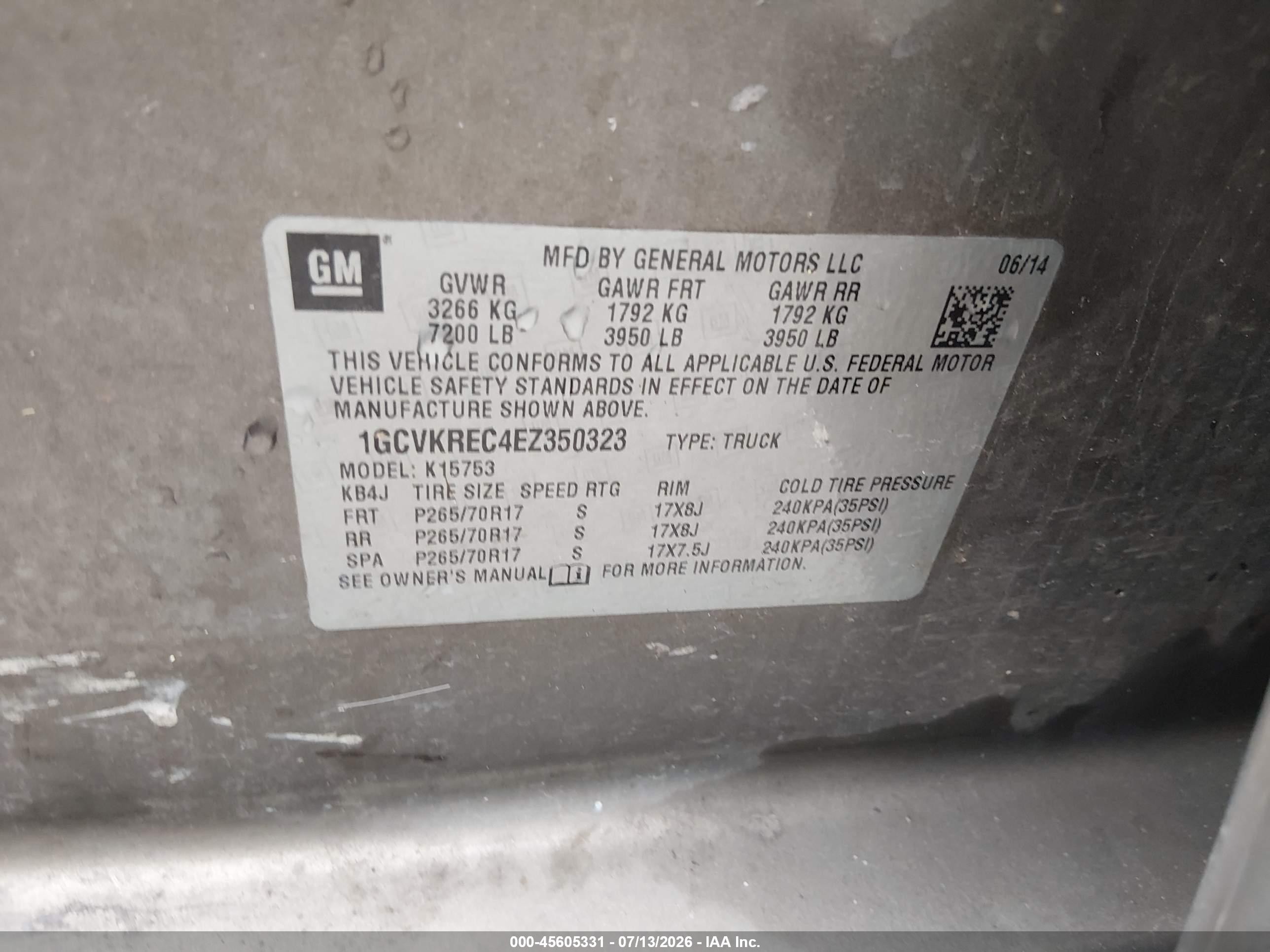 2014 Chevrolet Silverado 1500 Lt Pewter vin: 1GCVKREC4EZ350323