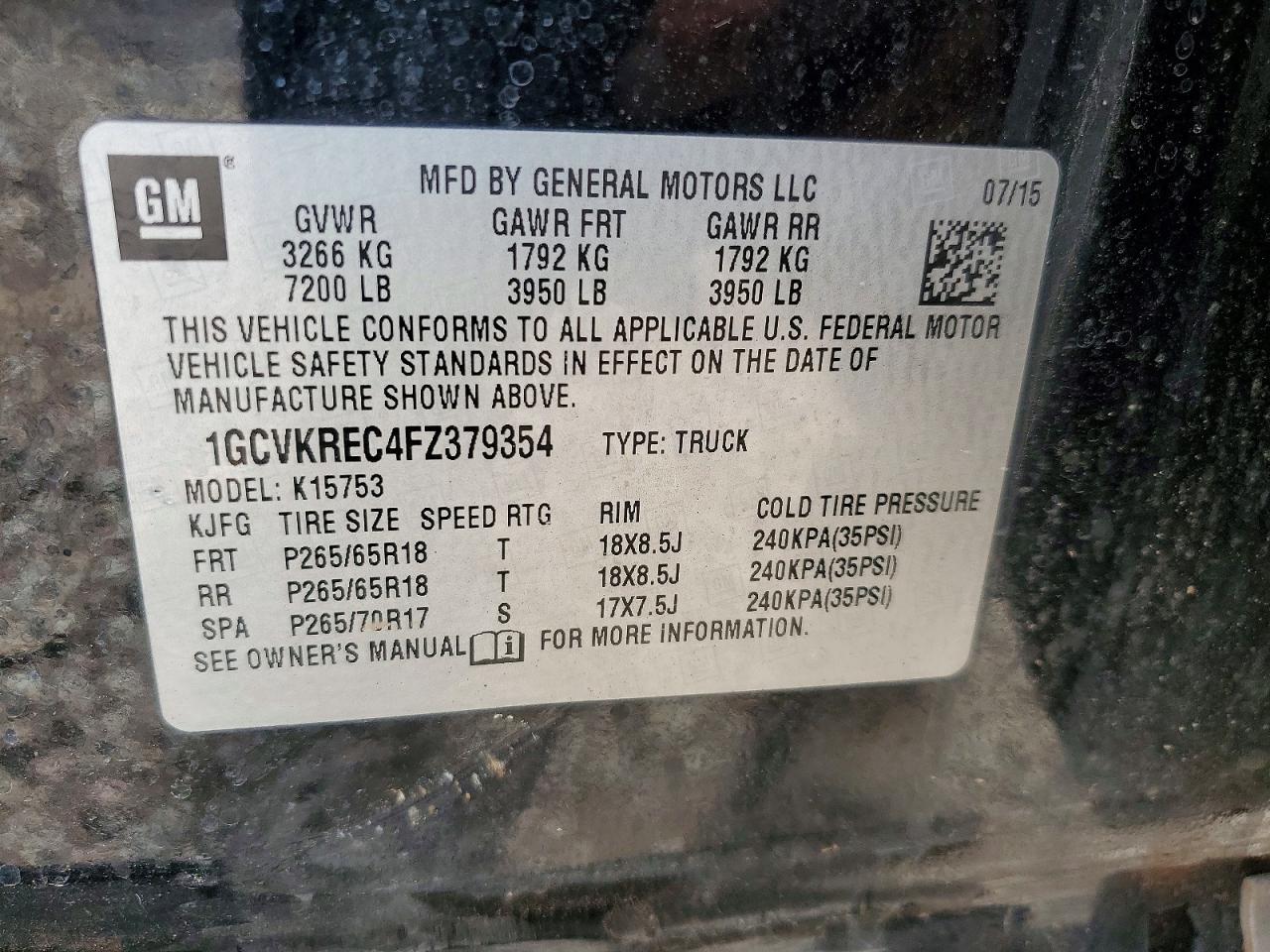 2015 Chevrolet Silverado K1500 Lt Черный vin: 1GCVKREC4FZ379354
