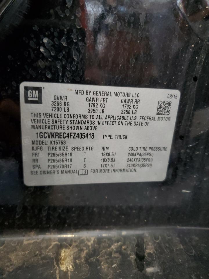 2015 Chevrolet Silverado K1500 Lt Black vin: 1GCVKREC4FZ405418