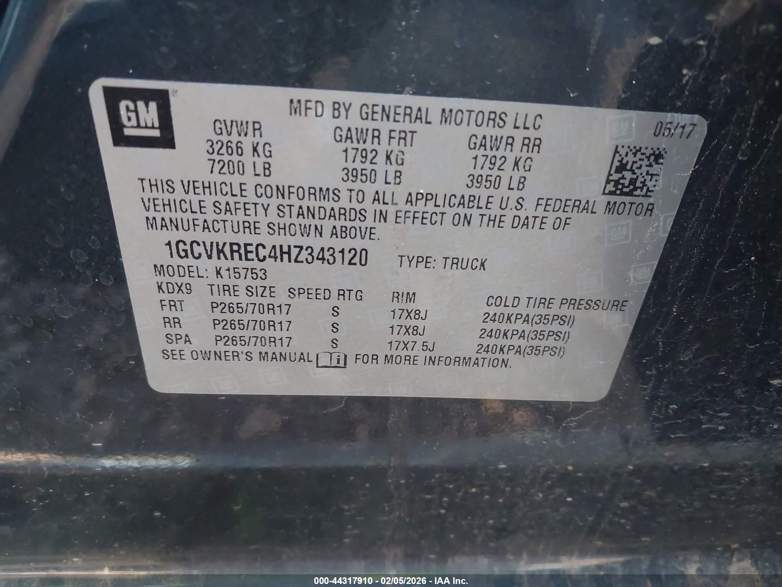 2017 Chevrolet Silverado 1500 1lt Gray vin: 1GCVKREC4HZ343120