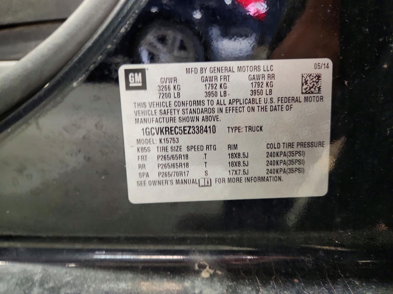 2014 Chevrolet Silverado K1500 Lt Black vin: 1GCVKREC5EZ338410
