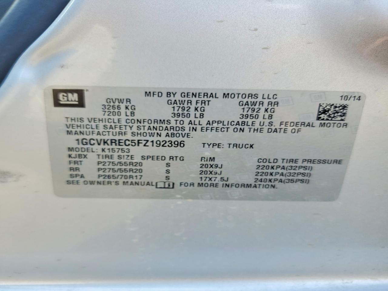 2015 Chevrolet Silverado K1500 Lt Silver vin: 1GCVKREC5FZ192396