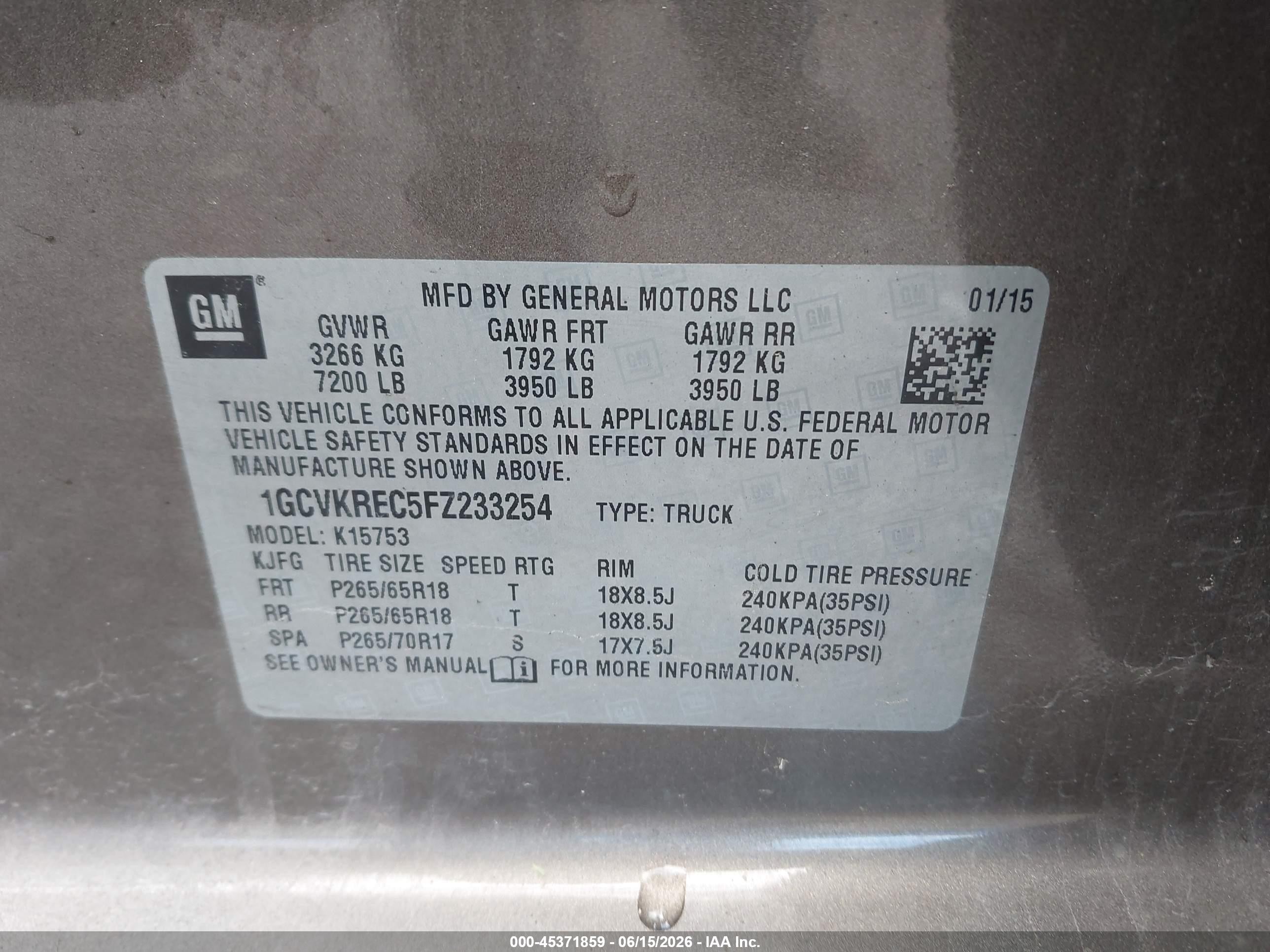 2015 Chevrolet Silverado 1500 Lt Brown vin: 1GCVKREC5FZ233254