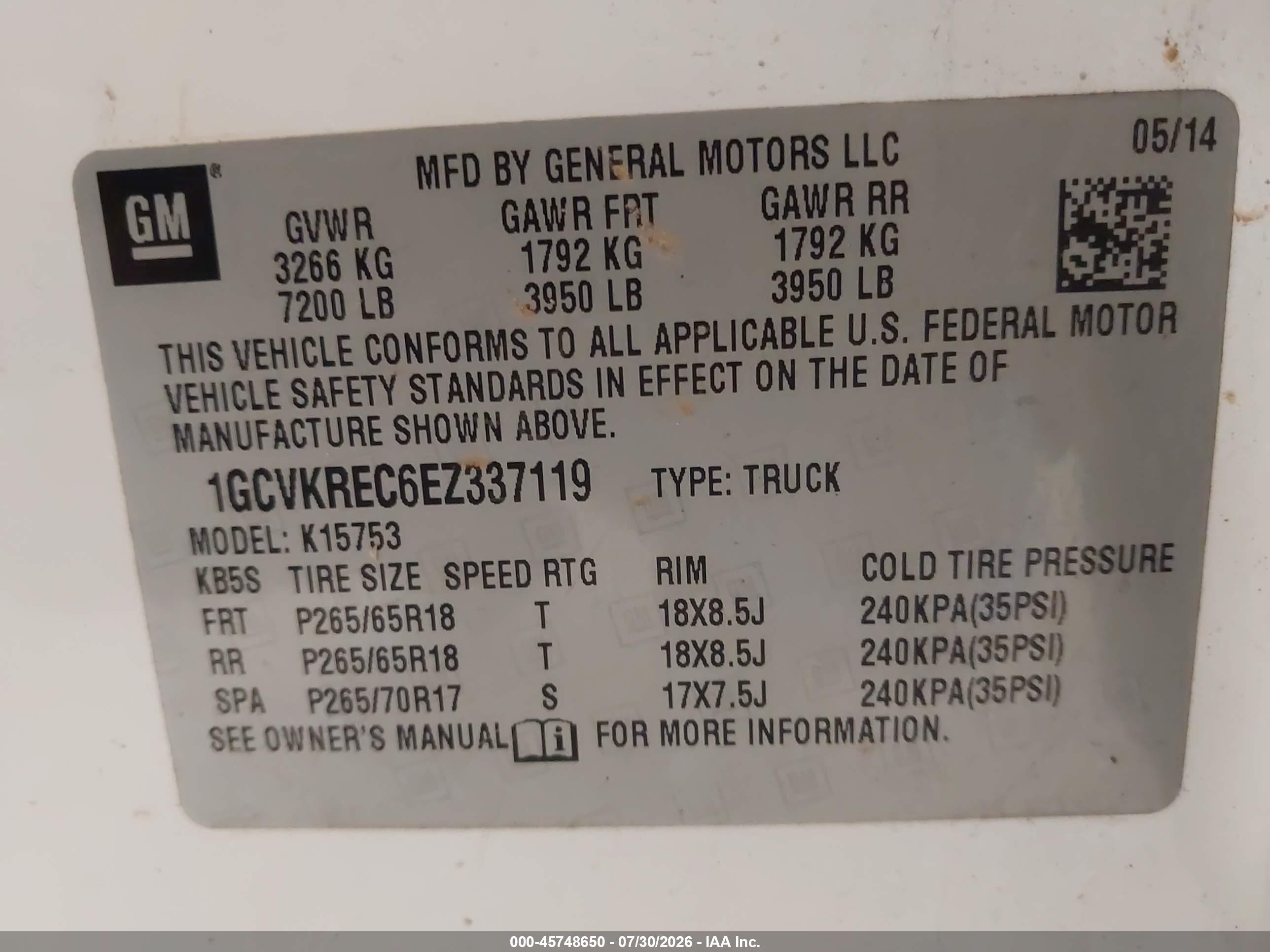 2014 Chevrolet Silverado 1500 Lt White vin: 1GCVKREC6EZ337119