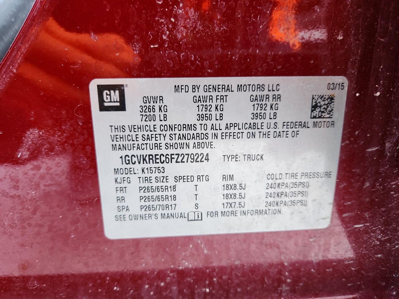 2015 Chevrolet Silverado K1500 Lt Темно-бордовый vin: 1GCVKREC6FZ279224