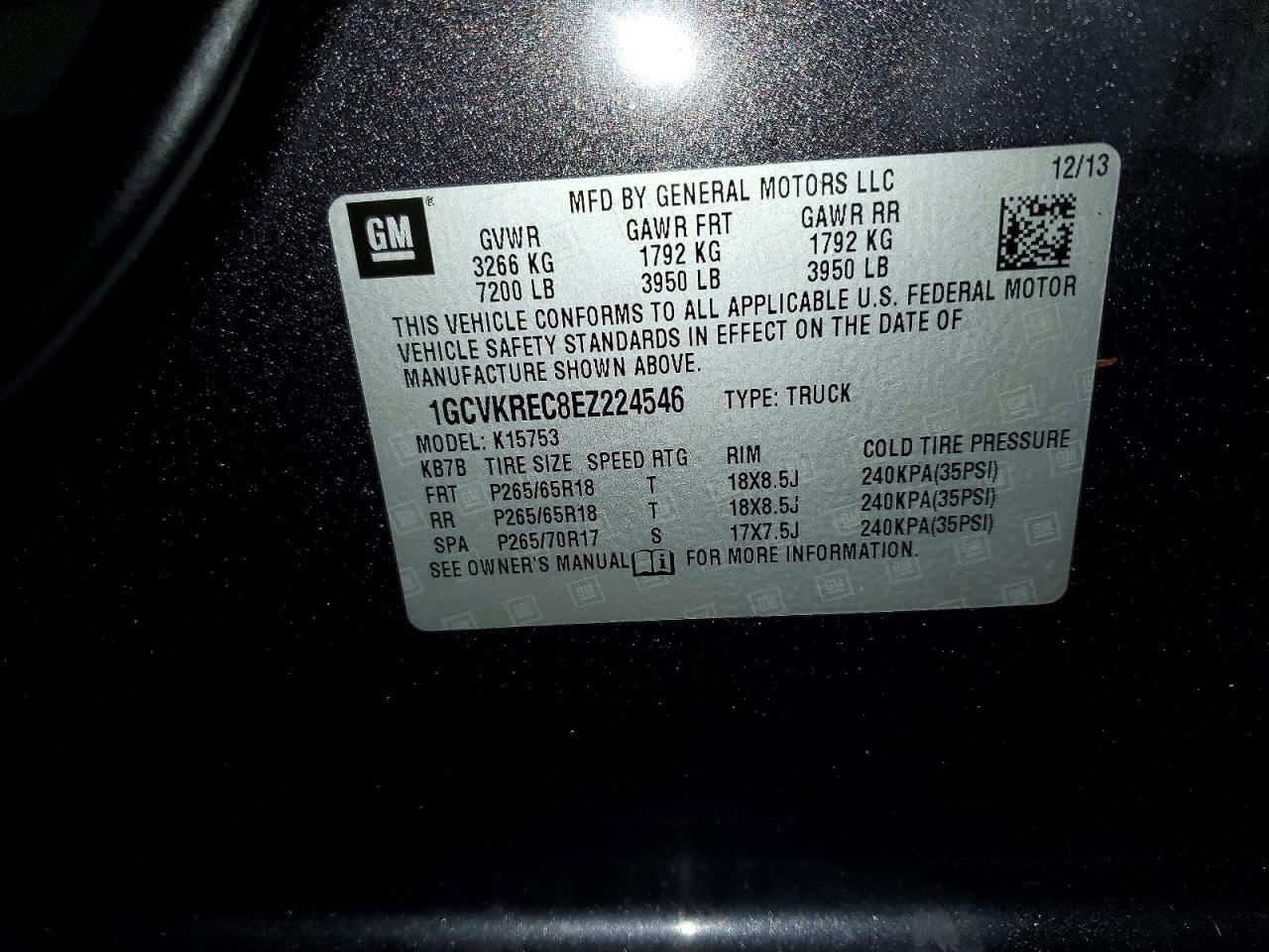 2014 Chevrolet Silverado K1500 Lt Gray vin: 1GCVKREC8EZ224546