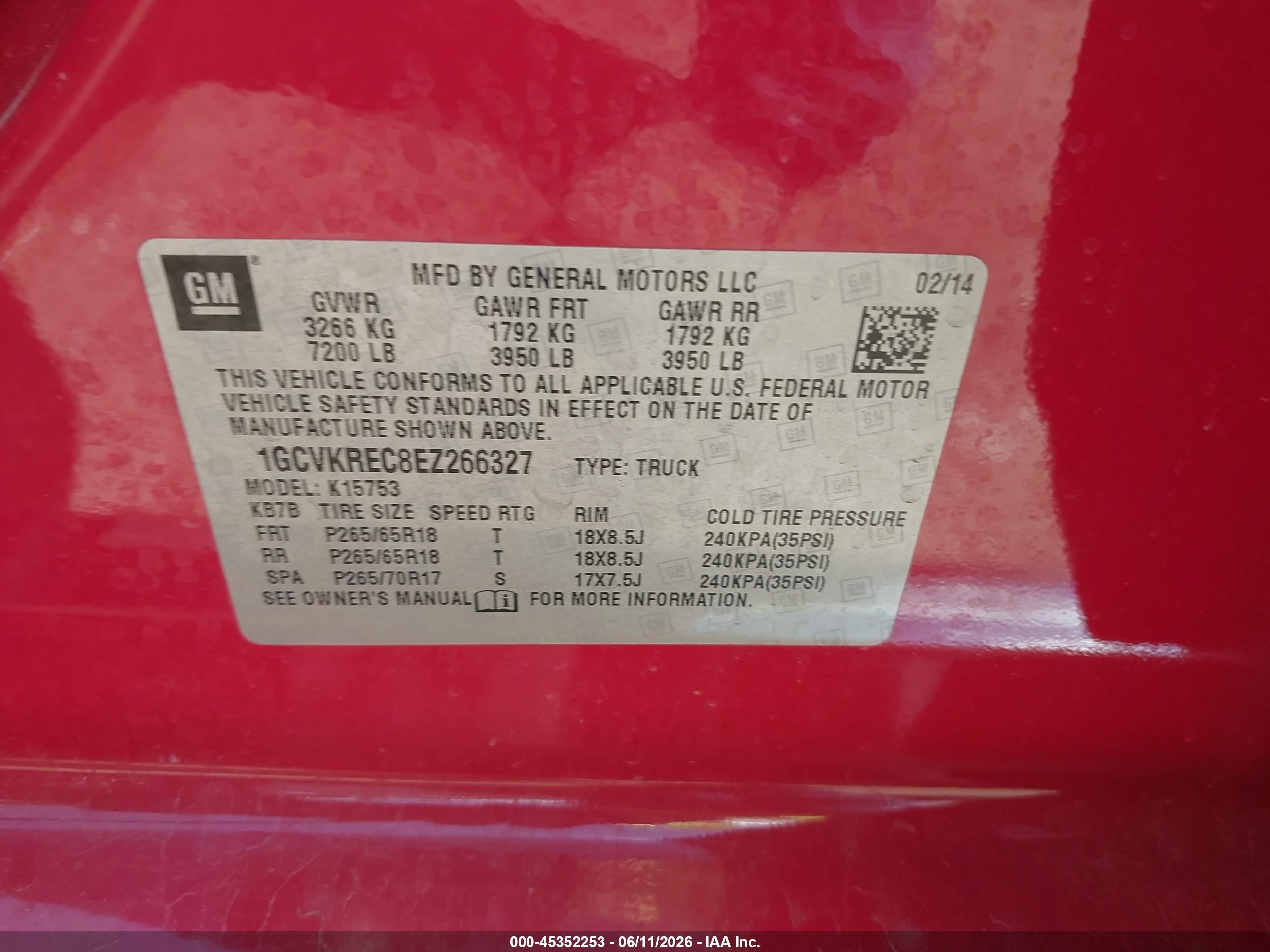 2014 Chevrolet Silverado 1500 Lt Red vin: 1GCVKREC8EZ266327