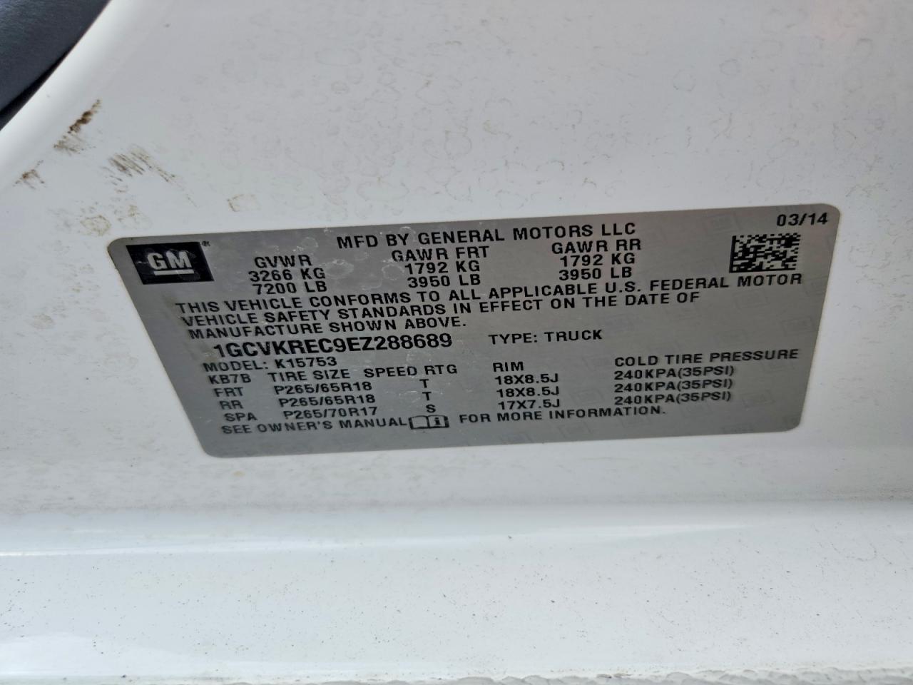 2014 Chevrolet Silverado K1500 Lt White vin: 1GCVKREC9EZ288689