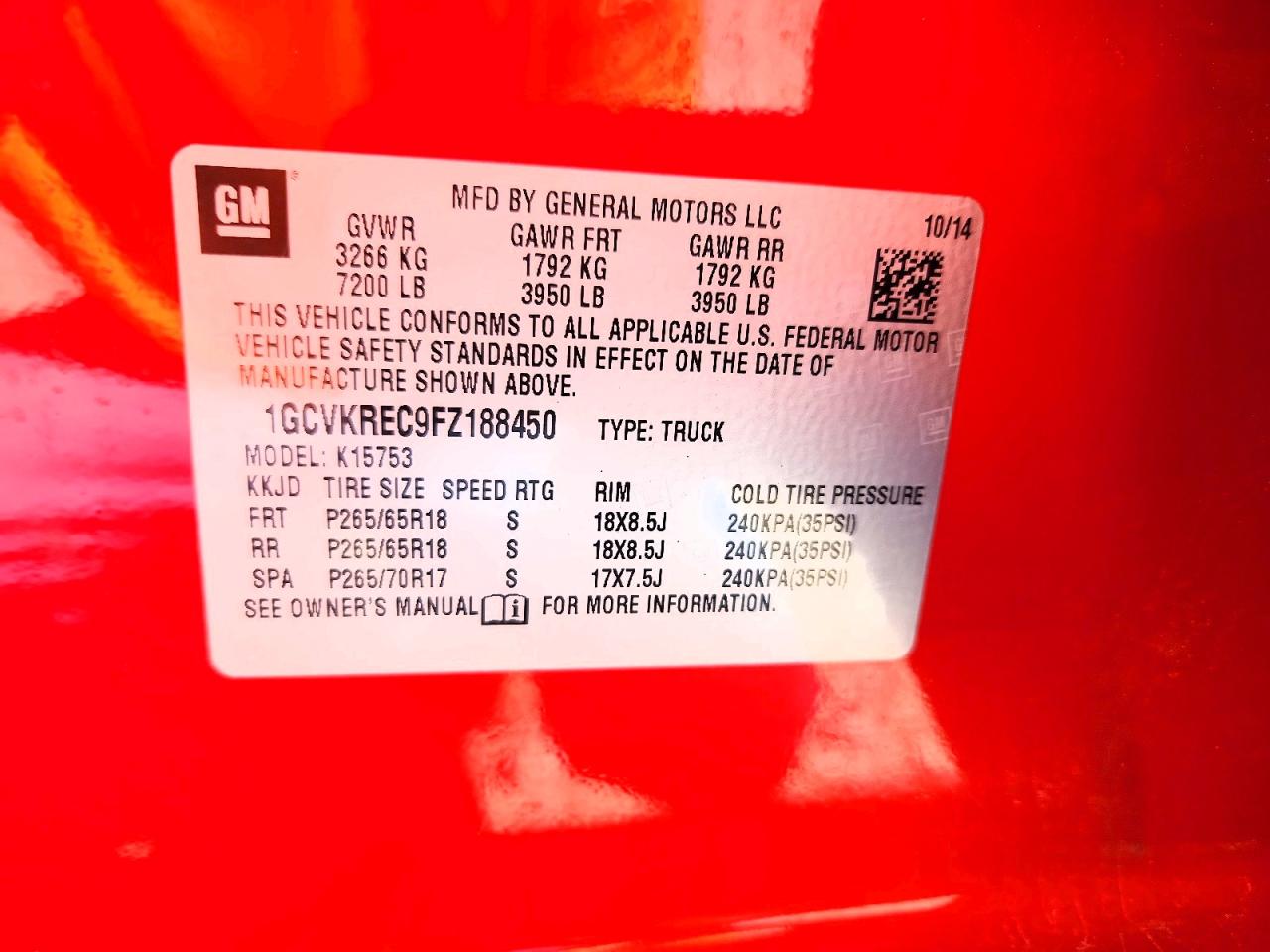 2015 Chevrolet Silverado K1500 Lt Red vin: 1GCVKREC9FZ188450