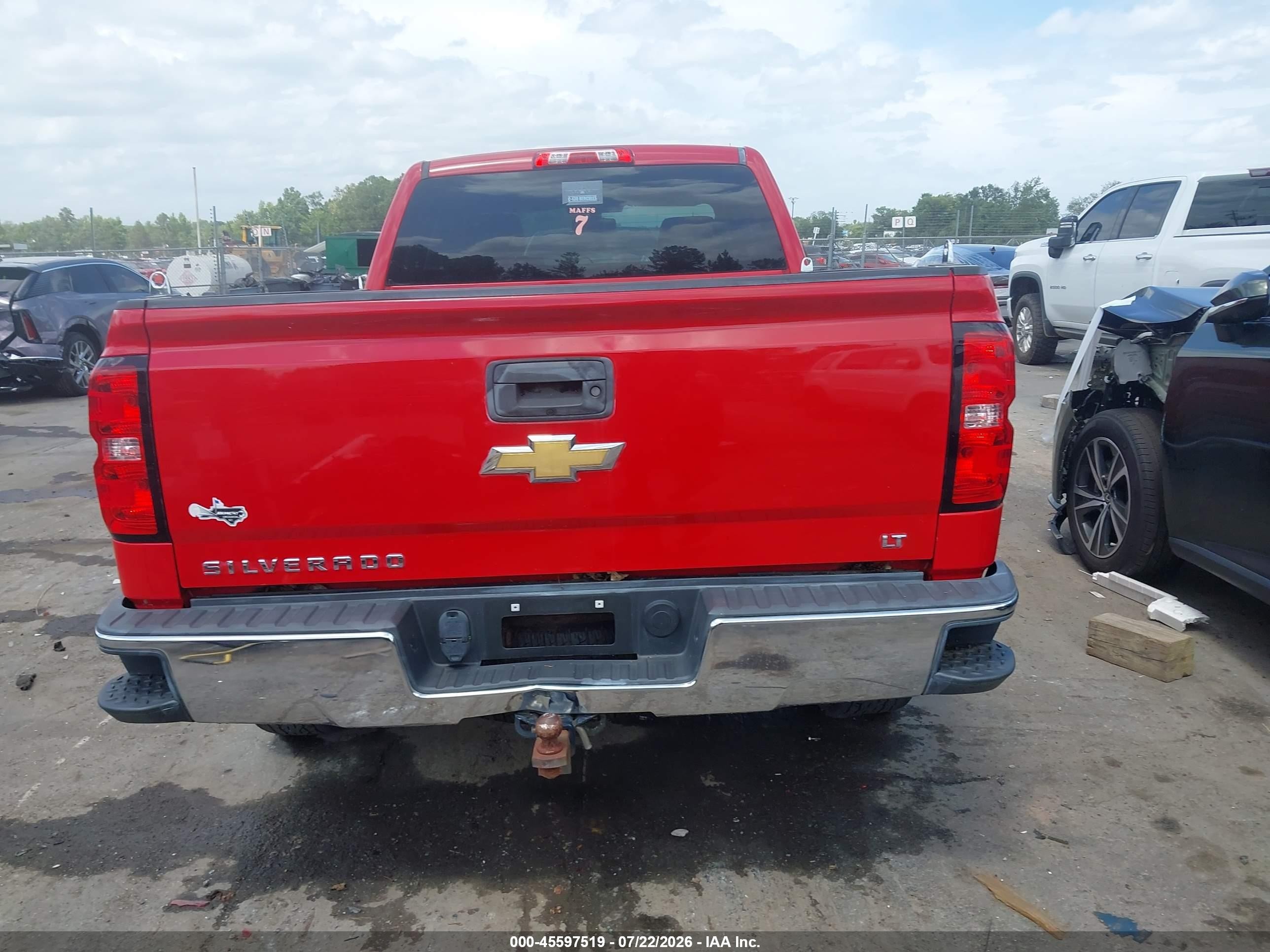 2015 Chevrolet Silverado 1500 Lt Red vin: 1GCVKREC9FZ242653