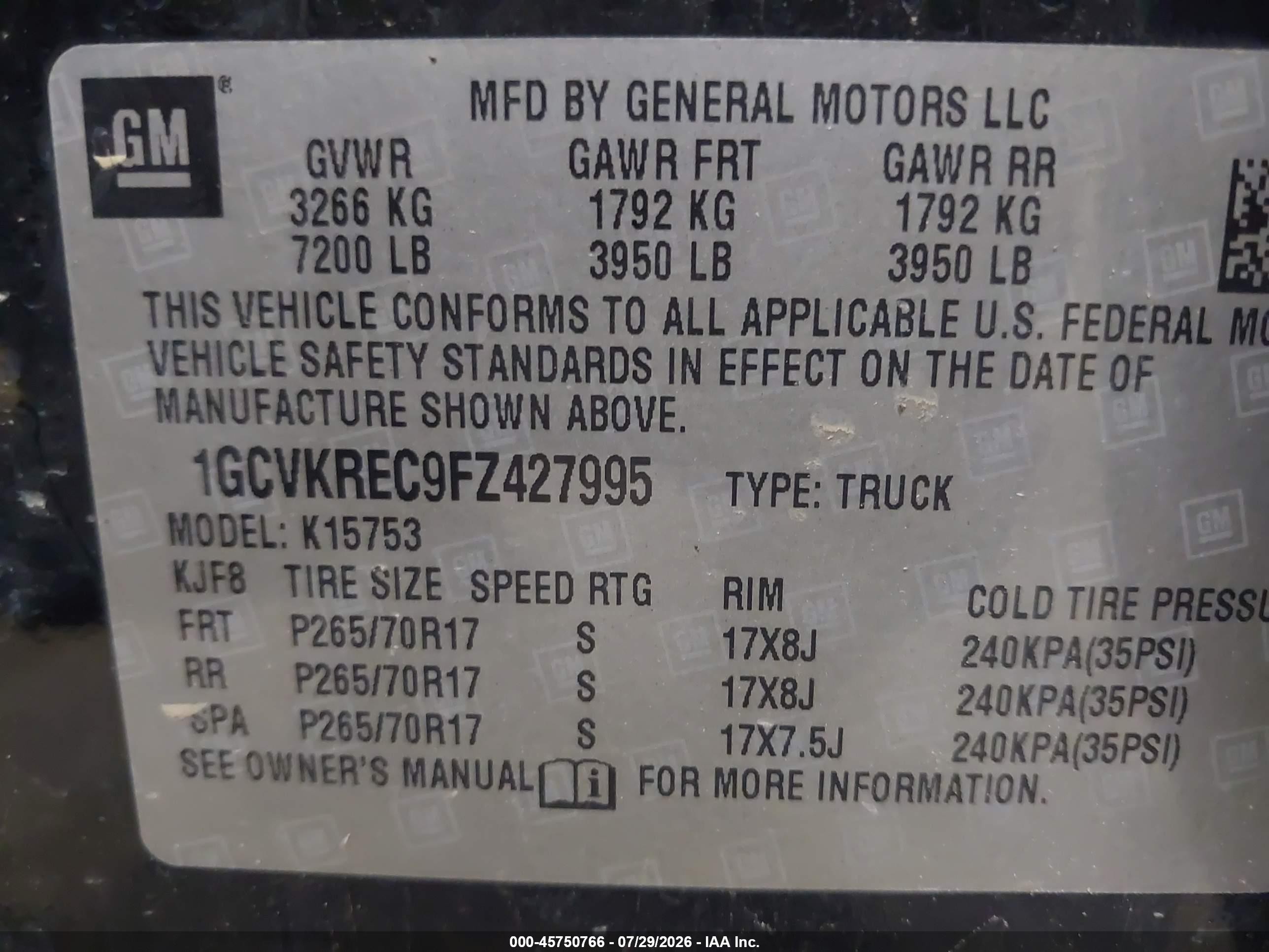 2015 Chevrolet Silverado 1500 1lt Black vin: 1GCVKREC9FZ427995