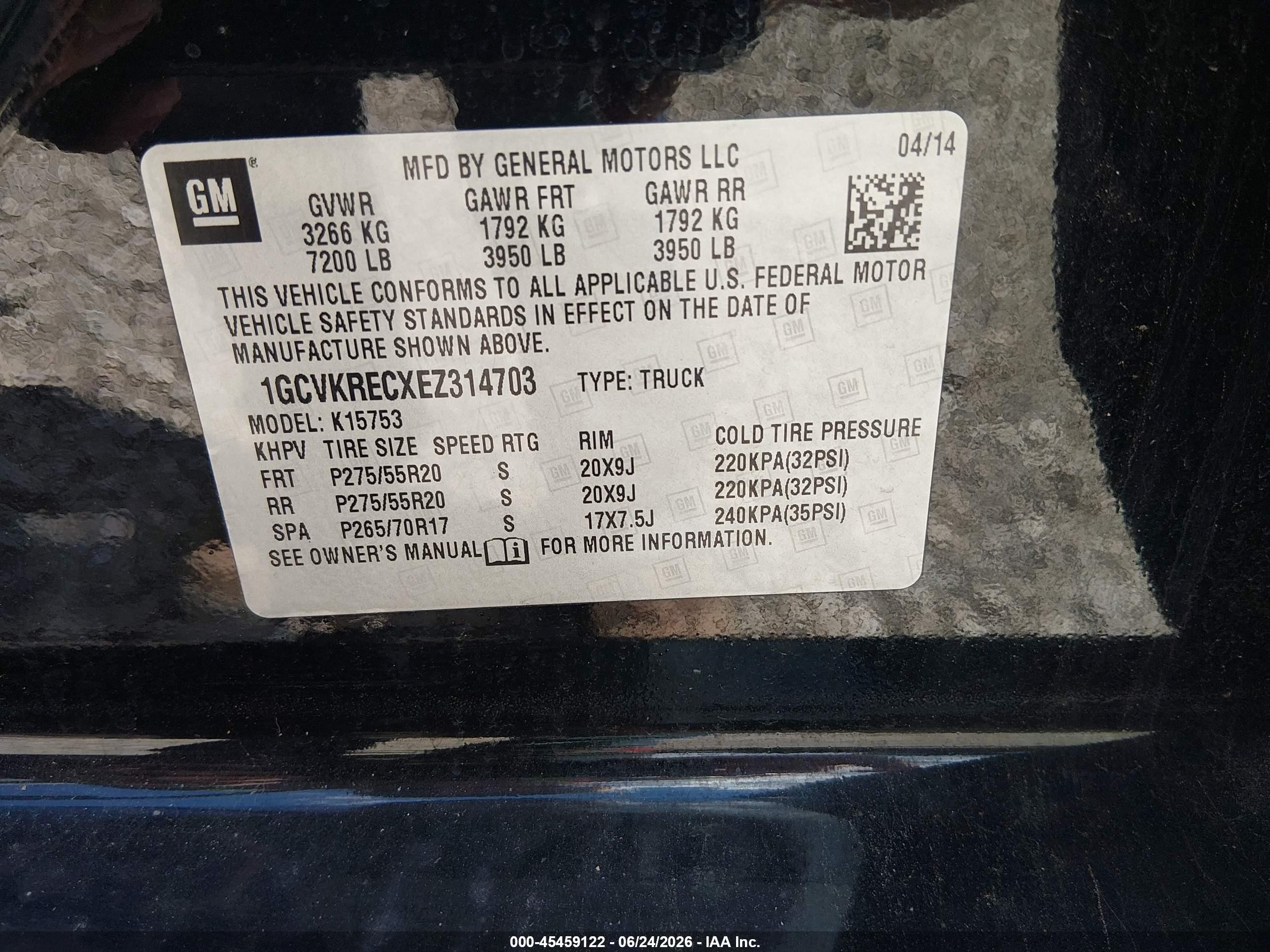 2014 Chevrolet Silverado 1500 Lt Черный vin: 1GCVKRECXEZ314703