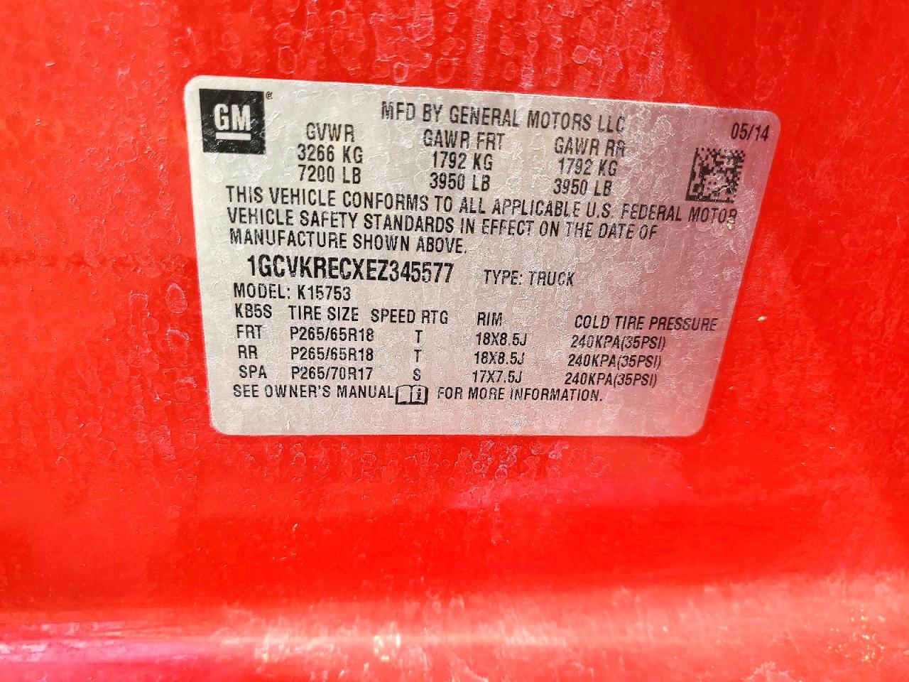 2014 Chevrolet Silverado K1500 Lt Red vin: 1GCVKRECXEZ345577