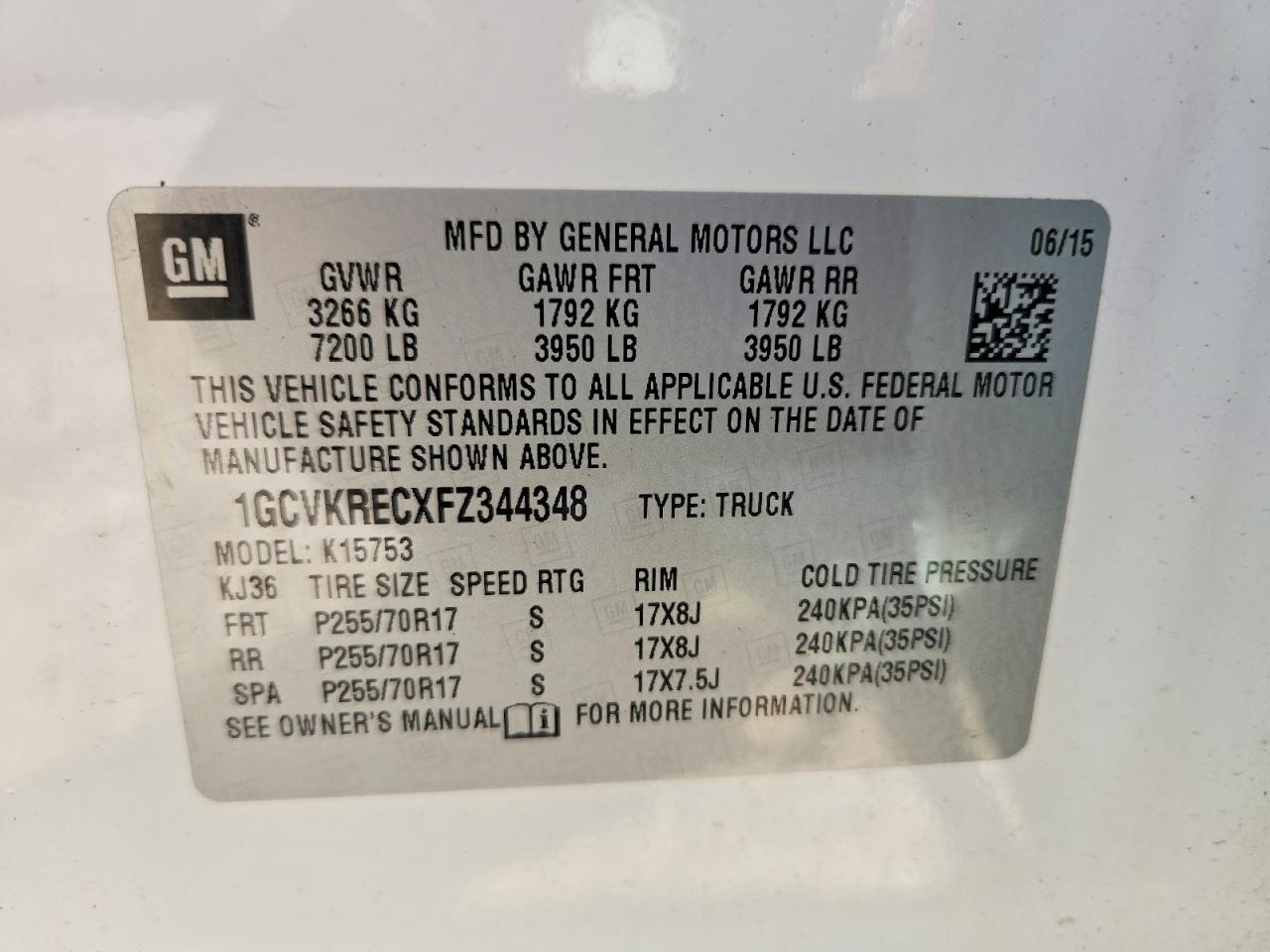 2015 Chevrolet Silverado K1500 Lt Белый vin: 1GCVKRECXFZ344348